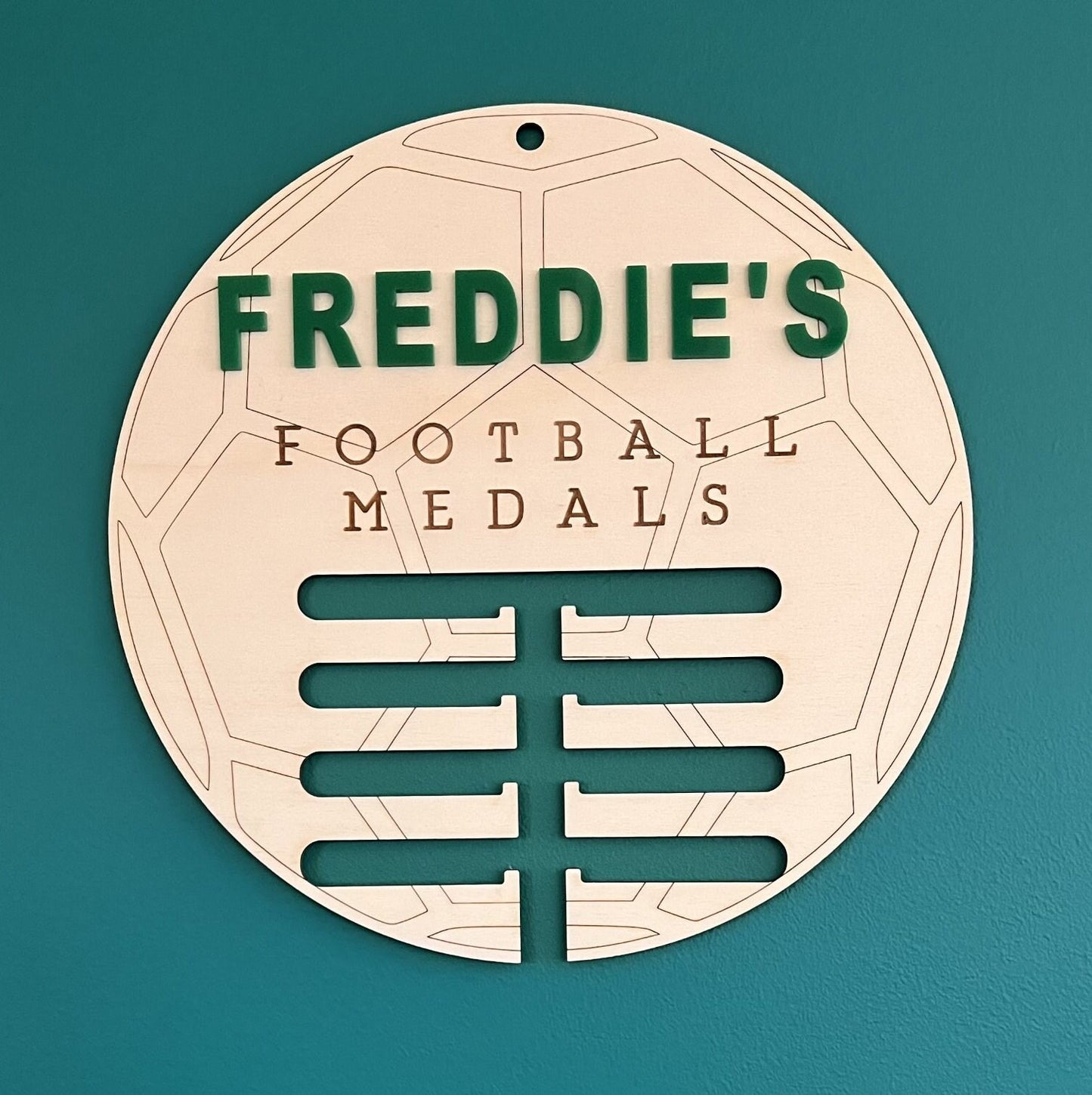 Football Medal Holder - Medal Holder for Football Player - Bedroom Decor - Football Gift -Medal Display Hanger - Personalised Football Gift