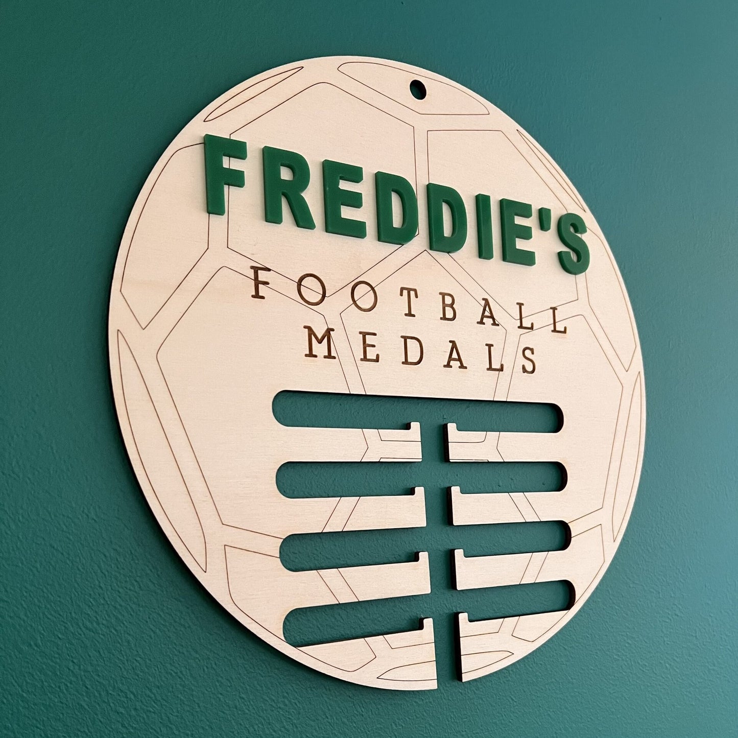 Football Medal Holder - Medal Holder for Football Player - Bedroom Decor - Football Gift -Medal Display Hanger - Personalised Football Gift