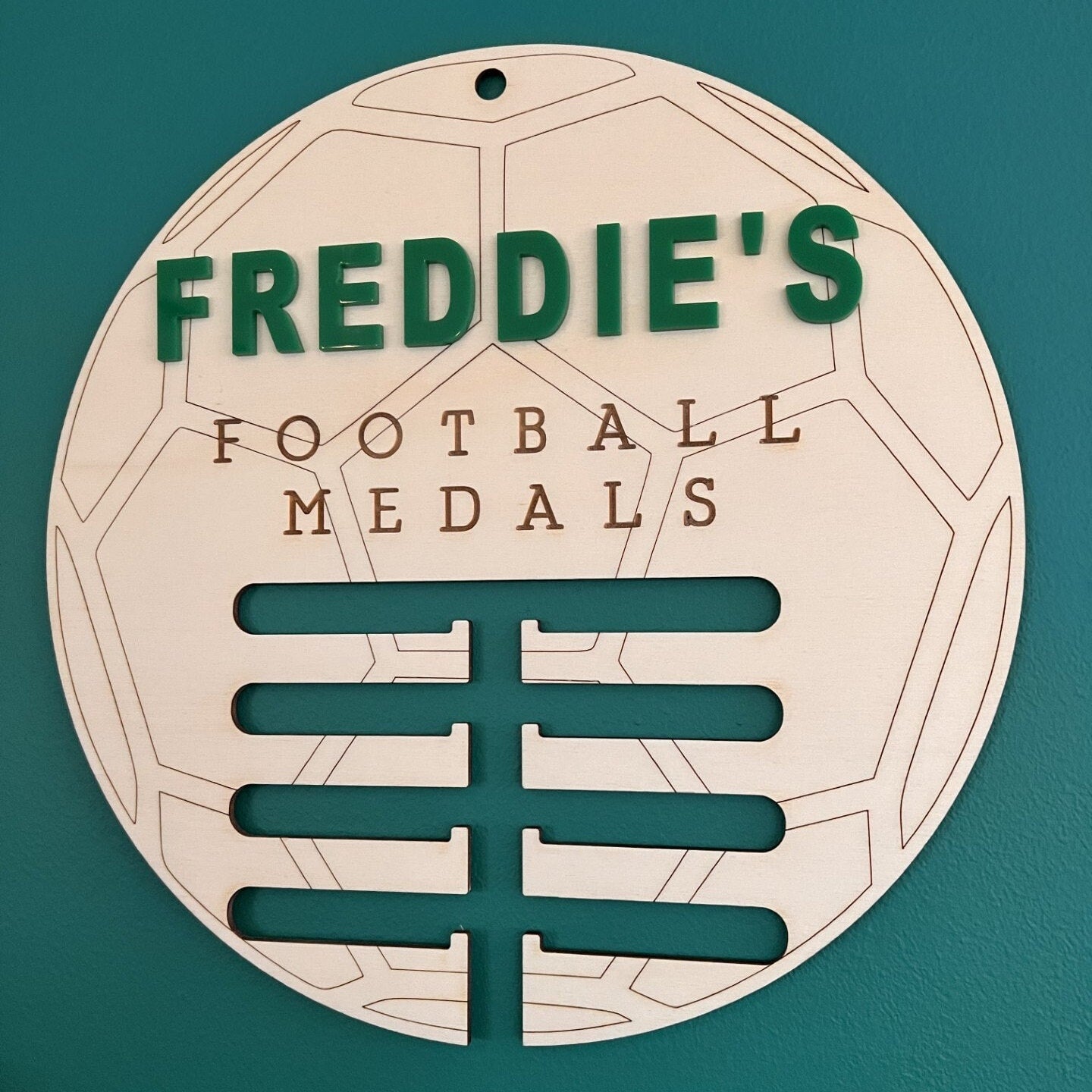 Football Medal Holder - Medal Holder for Football Player - Bedroom Decor - Football Gift -Medal Display Hanger - Personalised Football Gift