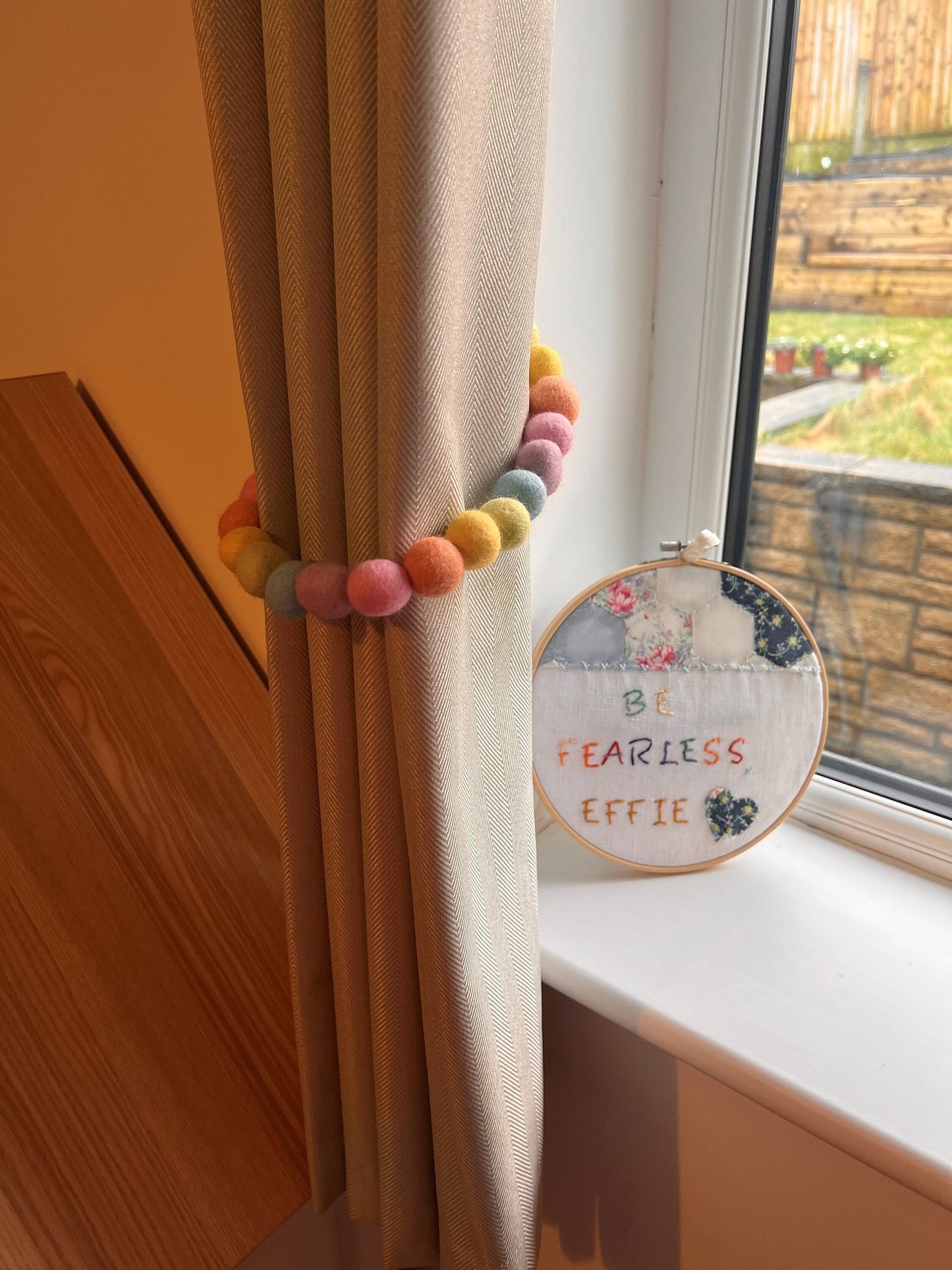 Pastel Rainbow Tie Back for Nursery - Pom Pom Tie Back - Curtain Tie Back - Nursery Decoration - Felt Ball Pastel Accessory - Babies Room