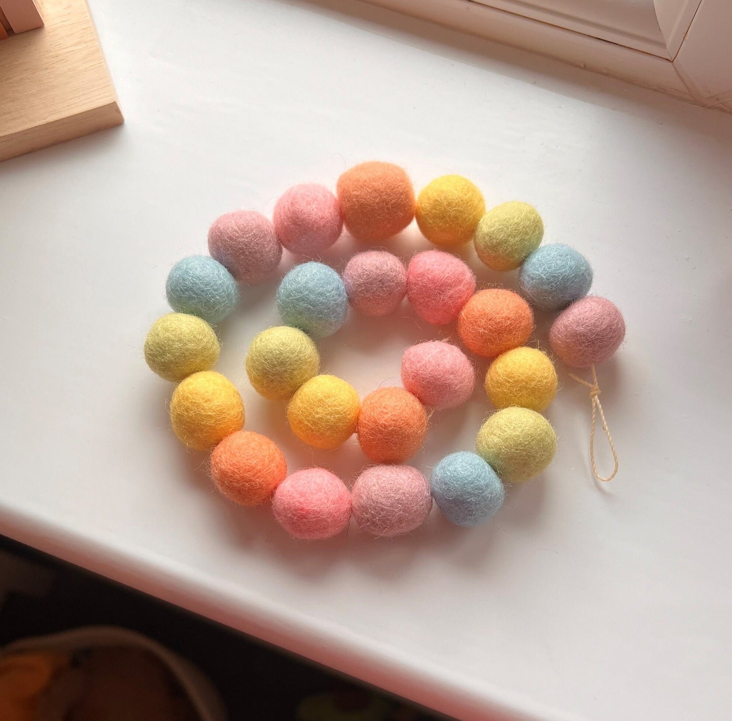 Pastel Rainbow Tie Back for Nursery - Pom Pom Tie Back - Curtain Tie Back - Nursery Decoration - Felt Ball Pastel Accessory - Babies Room