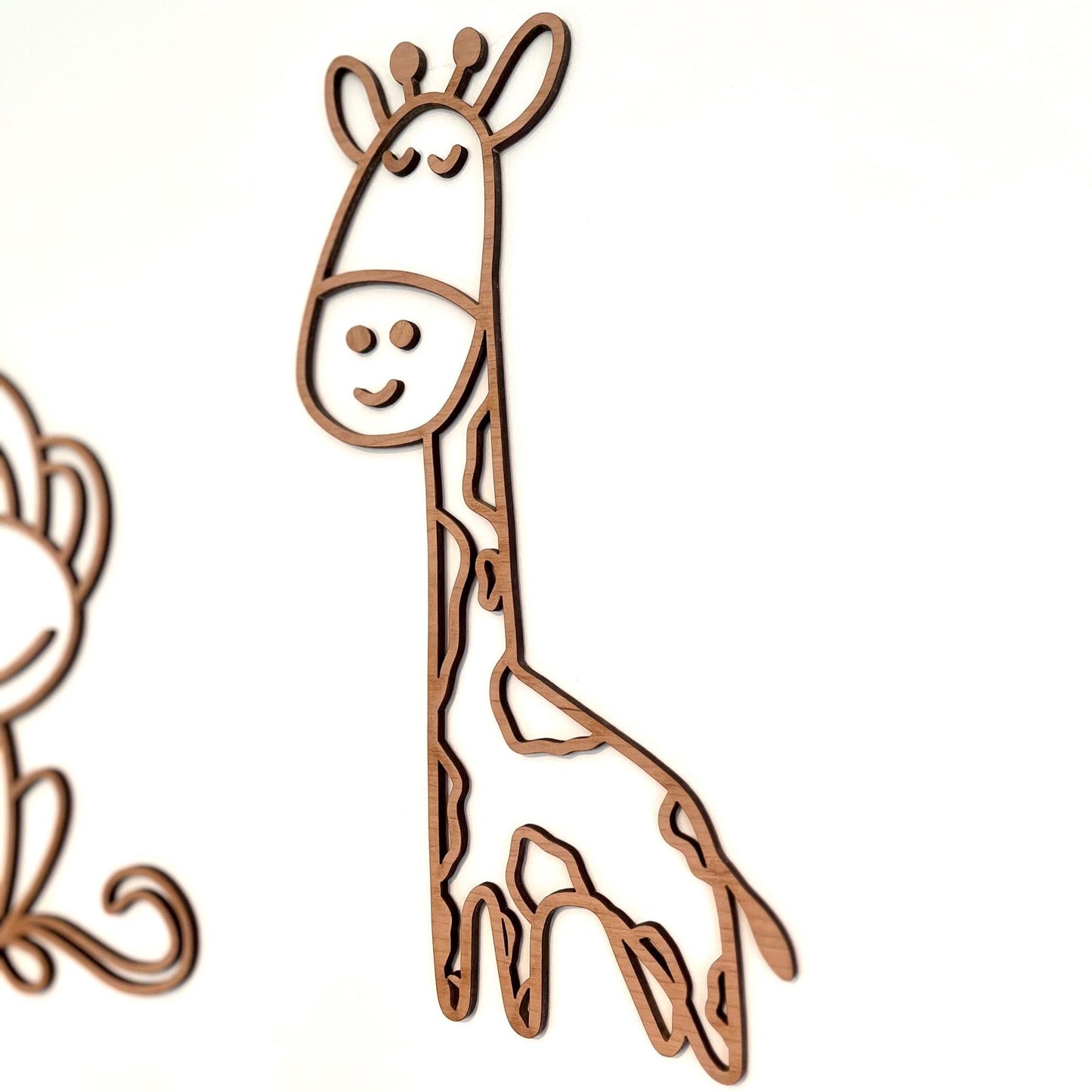 Lion Giraffe Monkey Wooden Safari Nursery Decor Kids Bedroom, Safari Decorations for Bedroom, Gift for Boy Girl Animal Wall Art Jungle Decor