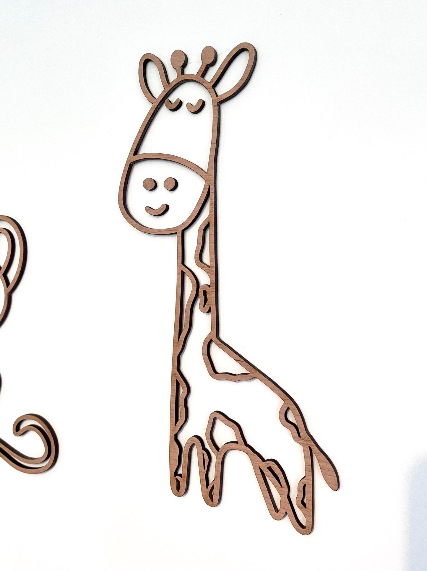 Lion Giraffe Monkey Wooden Safari Nursery Decor Kids Bedroom, Safari Decorations for Bedroom, Gift for Boy Girl Animal Wall Art Jungle Decor