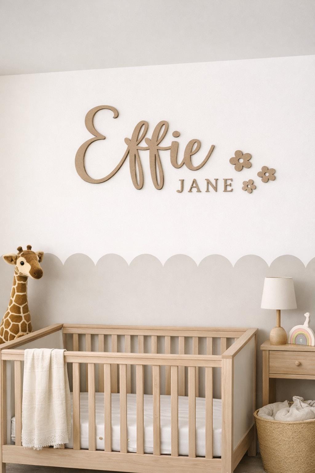 Personalised Cherry Veneer MDF Name Sign | Nursery, Kids Room Decor