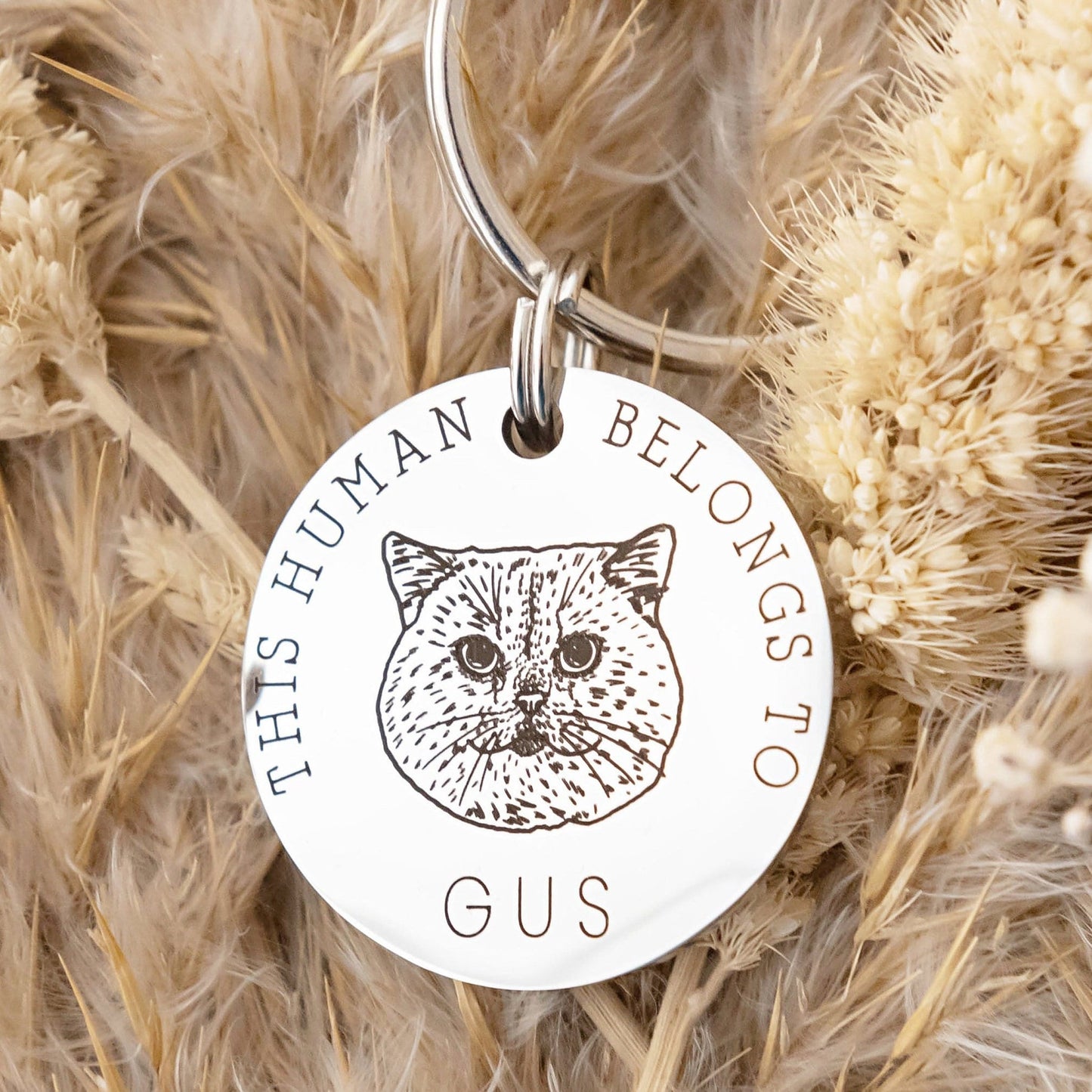 This Human belongs to - Cat Keyring