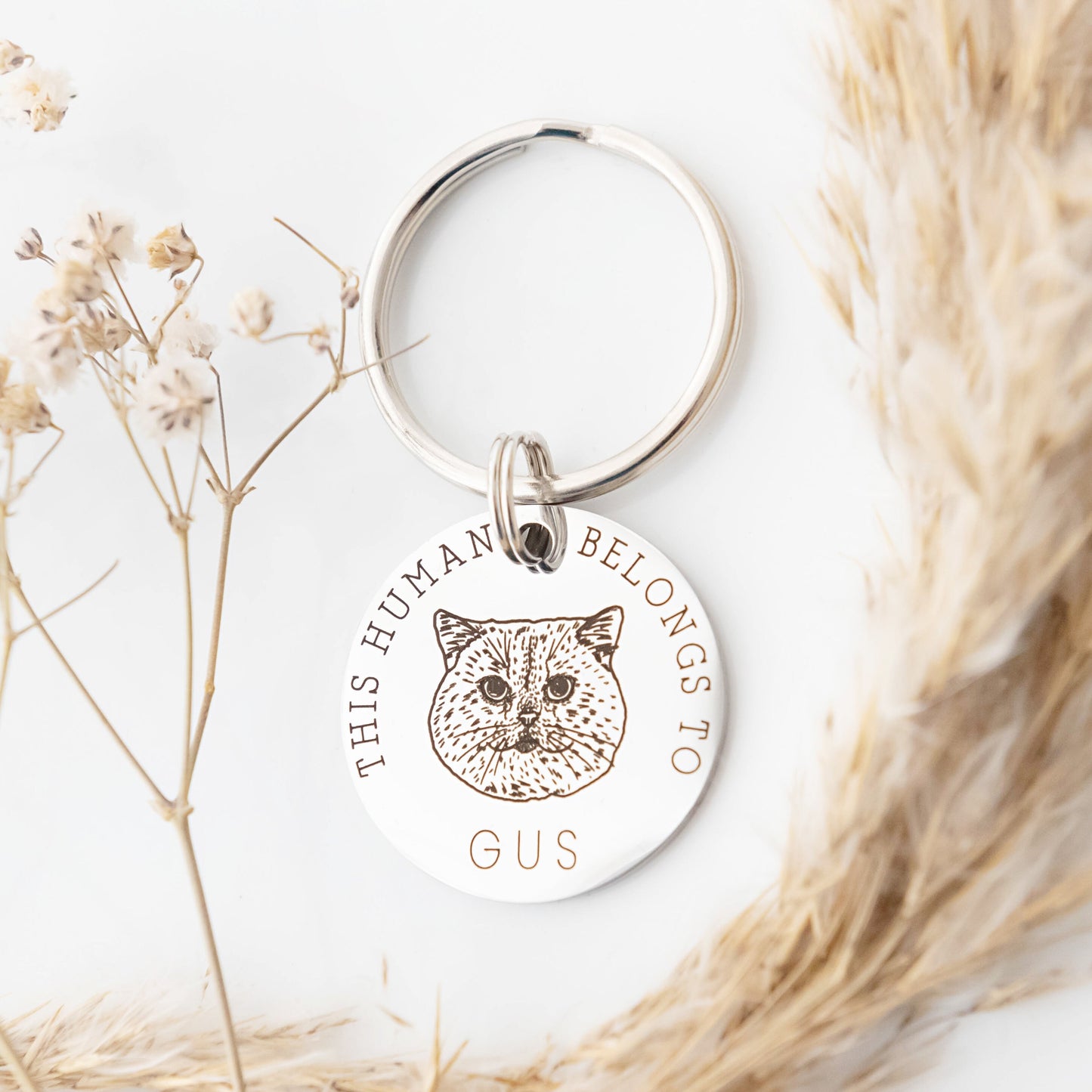 This Human belongs to - Cat Keyring