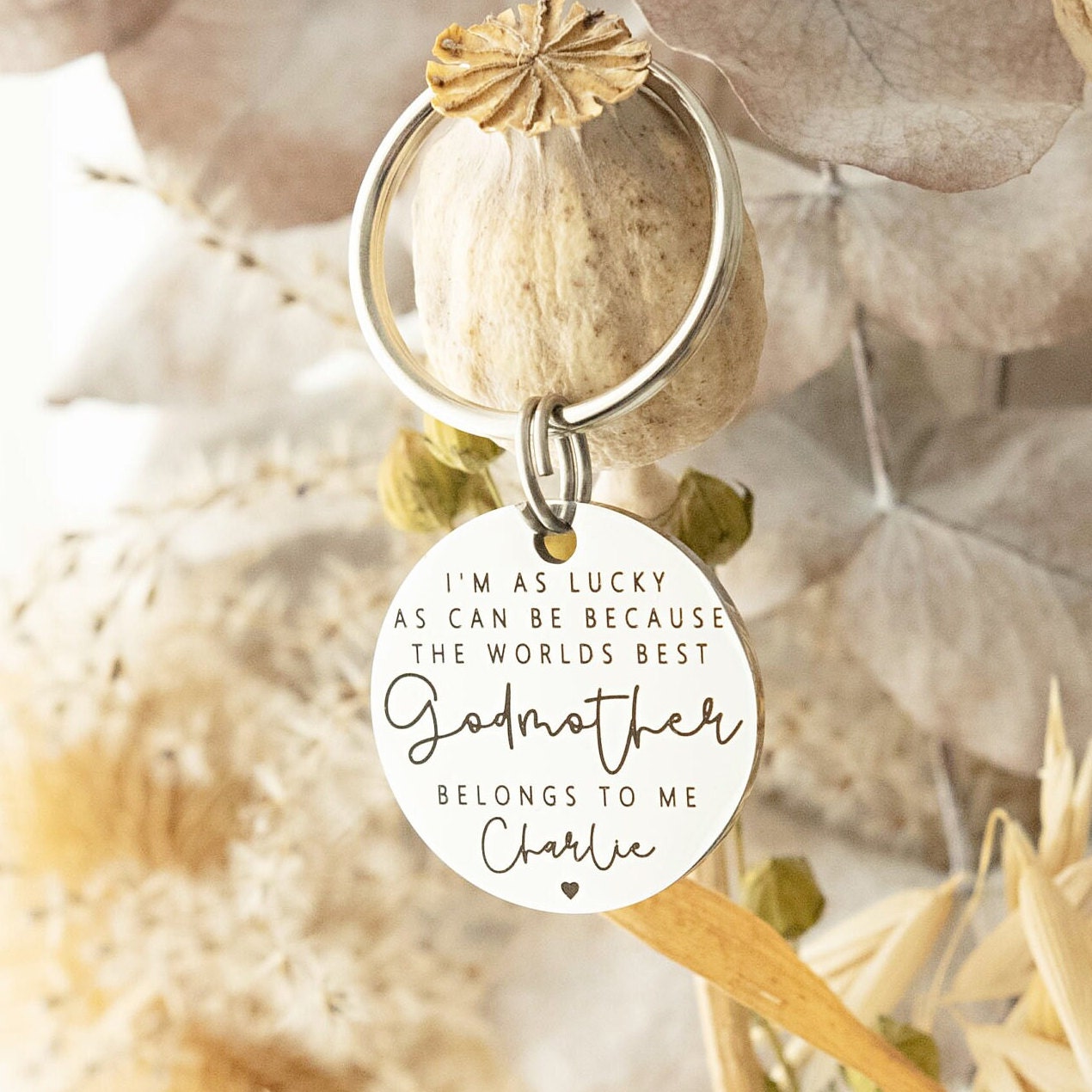 I'm as lucky as can be the worlds best Godmother belongs to me Keyring