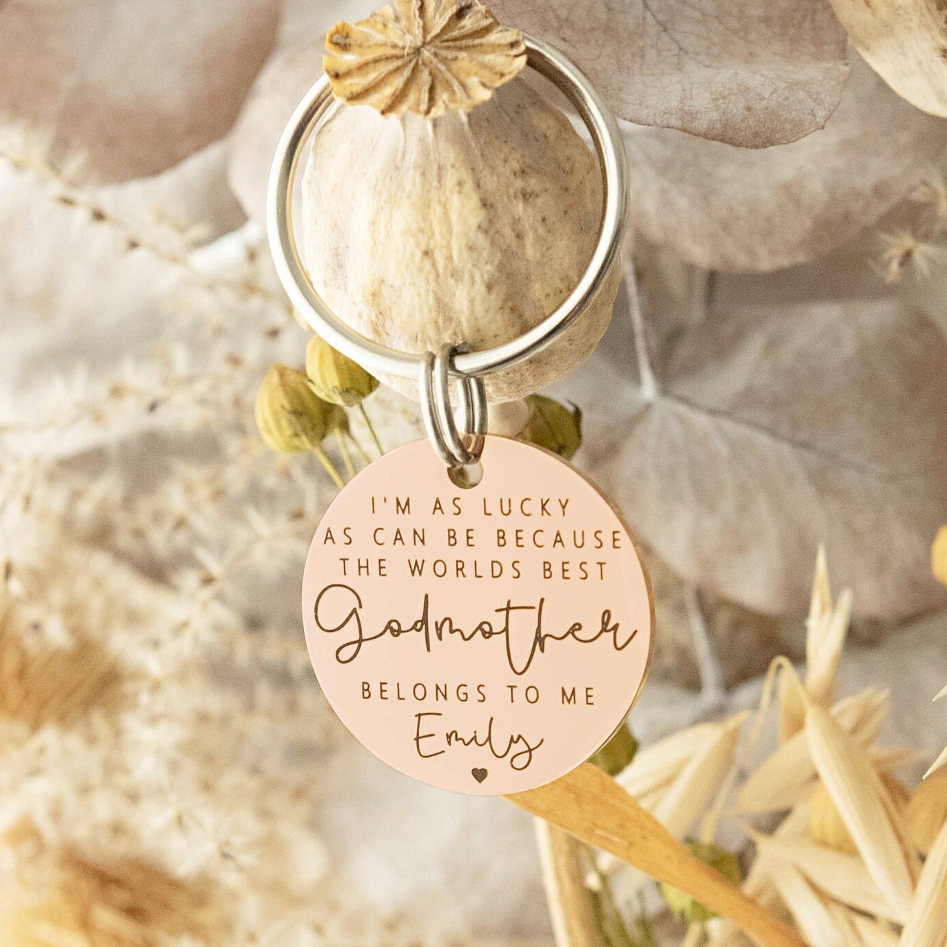 I'm as lucky as can be the worlds best Godmother belongs to me Keyring