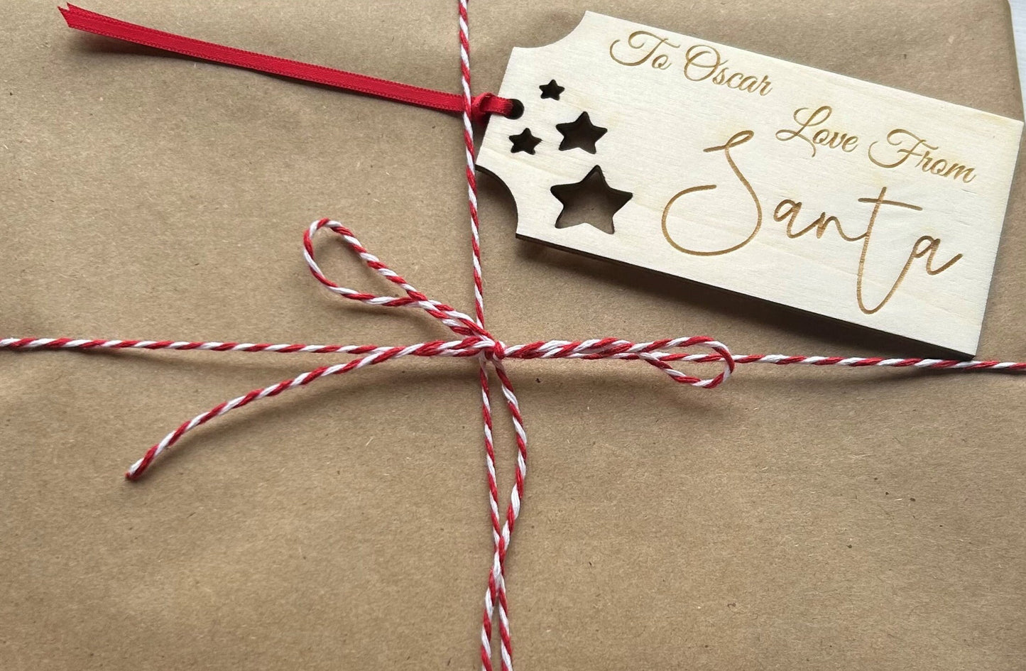 Personalised Luxury Christmas Gift Tags - From Santa Tags - Wooden Gift Tags - Personalised Gift Tags - Re Usable Tags - Gift Tag Name