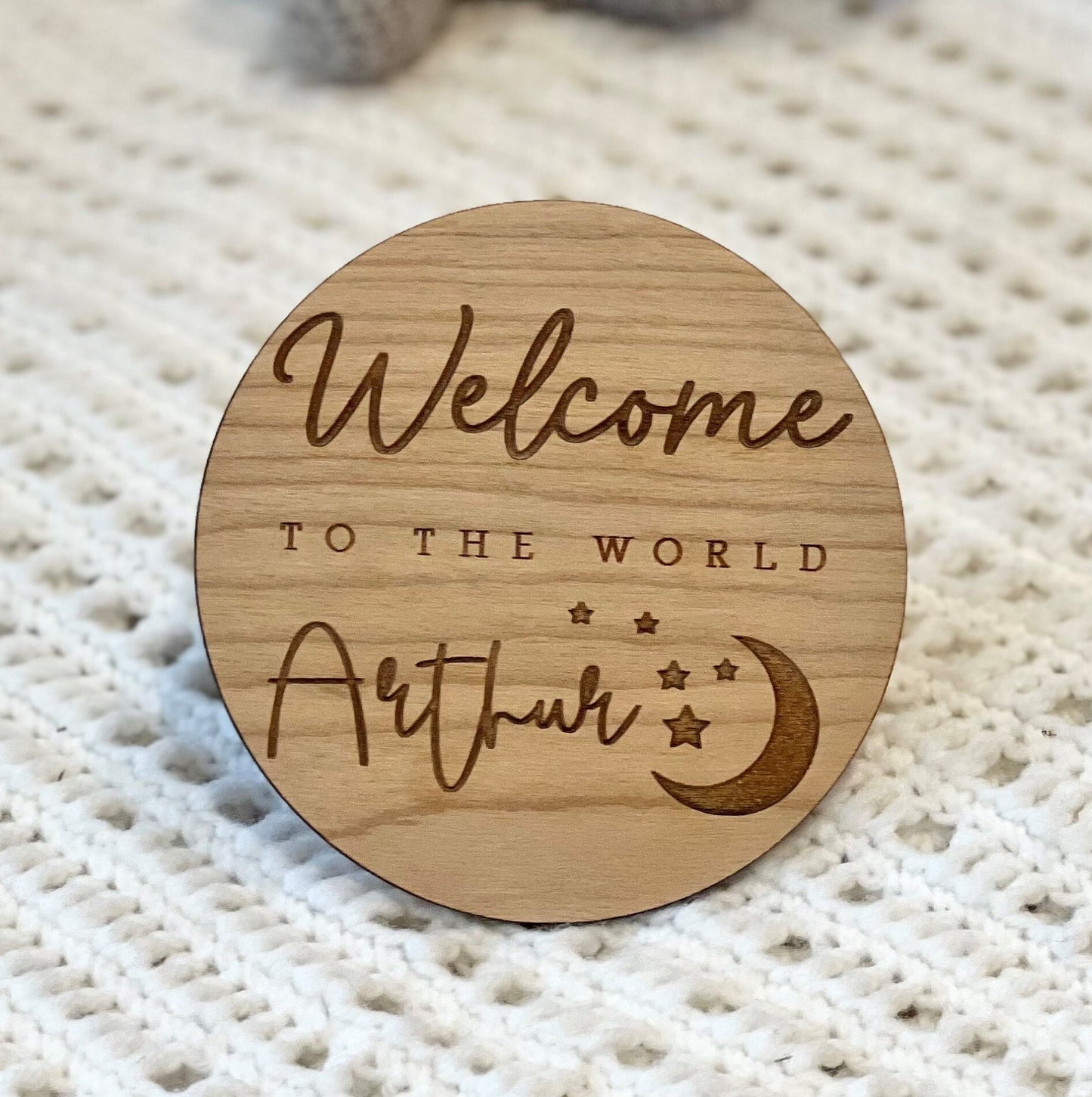 Personalised Baby Arrival Sign - Moon and Stars Sign - Baby name Sign - Welcome to the World - Personalised Baby Arrival Prop - Social Media