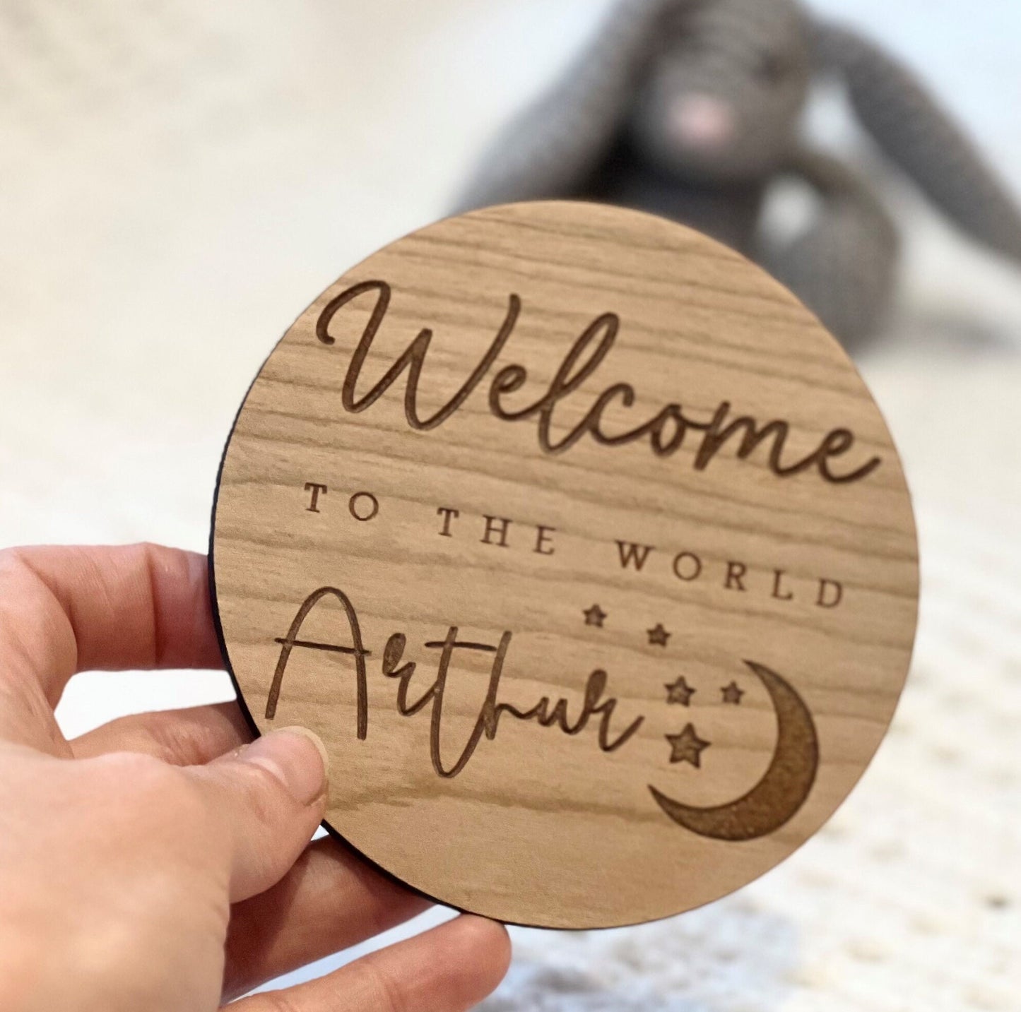 Personalised Baby Arrival Sign - Moon and Stars Sign - Baby name Sign - Welcome to the World - Personalised Baby Arrival Prop - Social Media