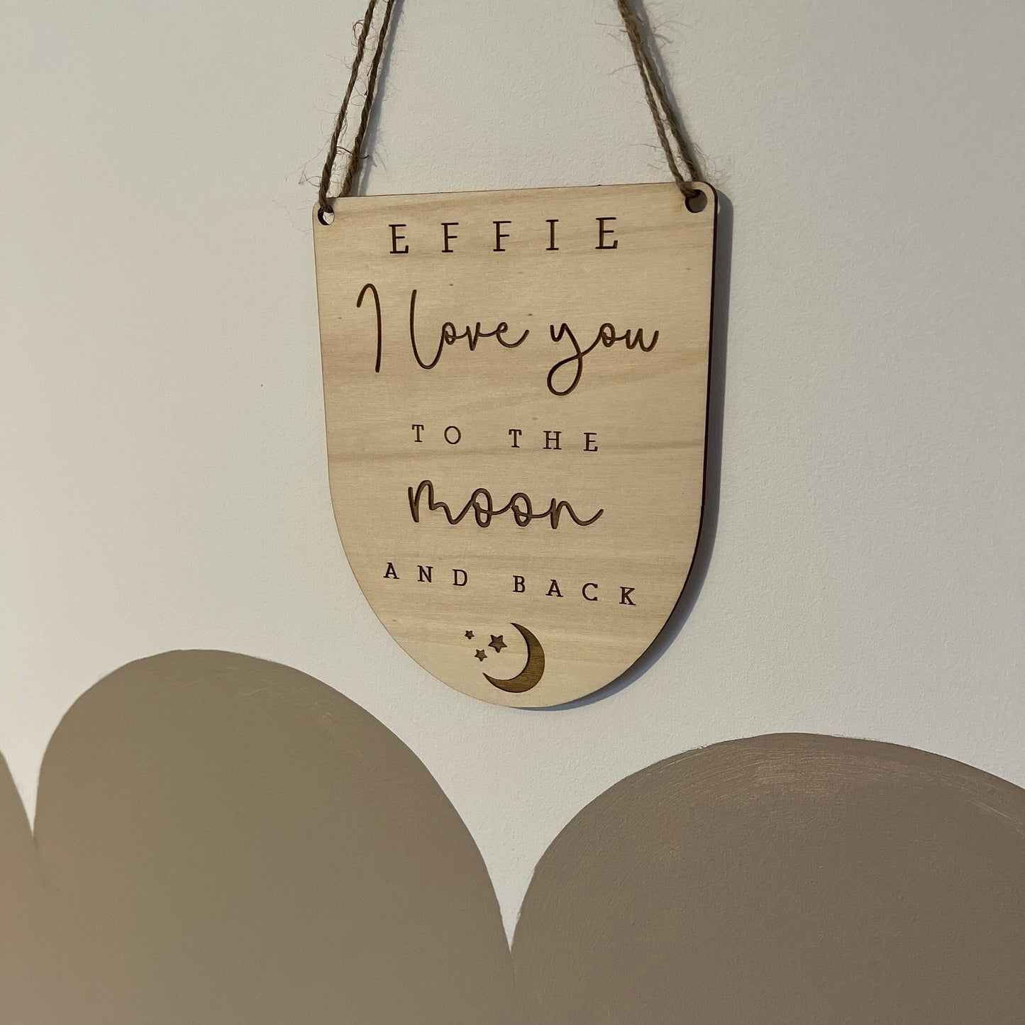 I love you to the moon and back wall plaque - Personalised Nursery Decor - Personalised Sign for Baby's Room - Wooden Sign - Gift for her