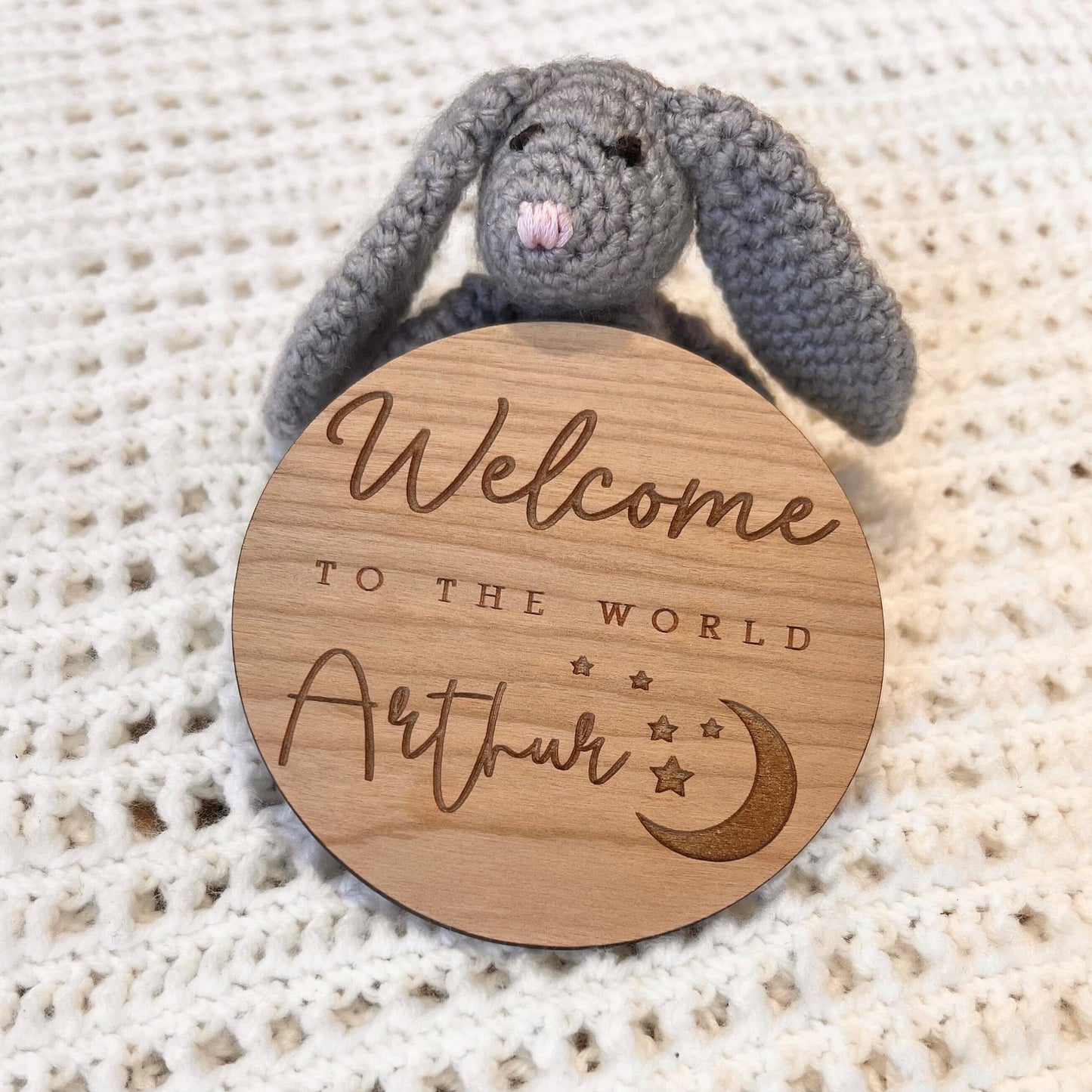 Personalised Baby Arrival Sign - Moon and Stars Sign - Baby name Sign - Welcome to the World - Personalised Baby Arrival Prop - Social Media