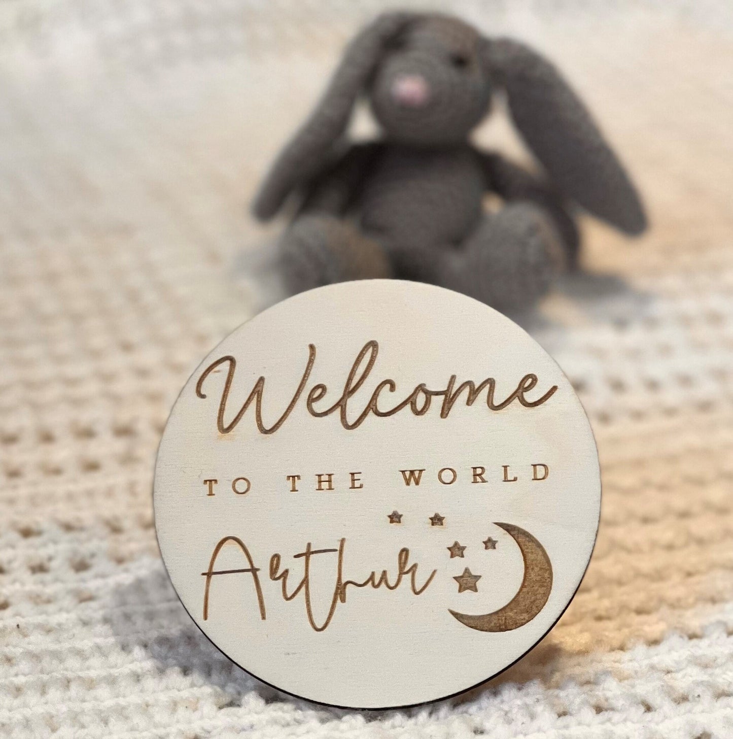 Personalised Baby Arrival Sign - Moon and Stars Sign - Baby name Sign - Welcome to the World - Personalised Baby Arrival Prop - Social Media
