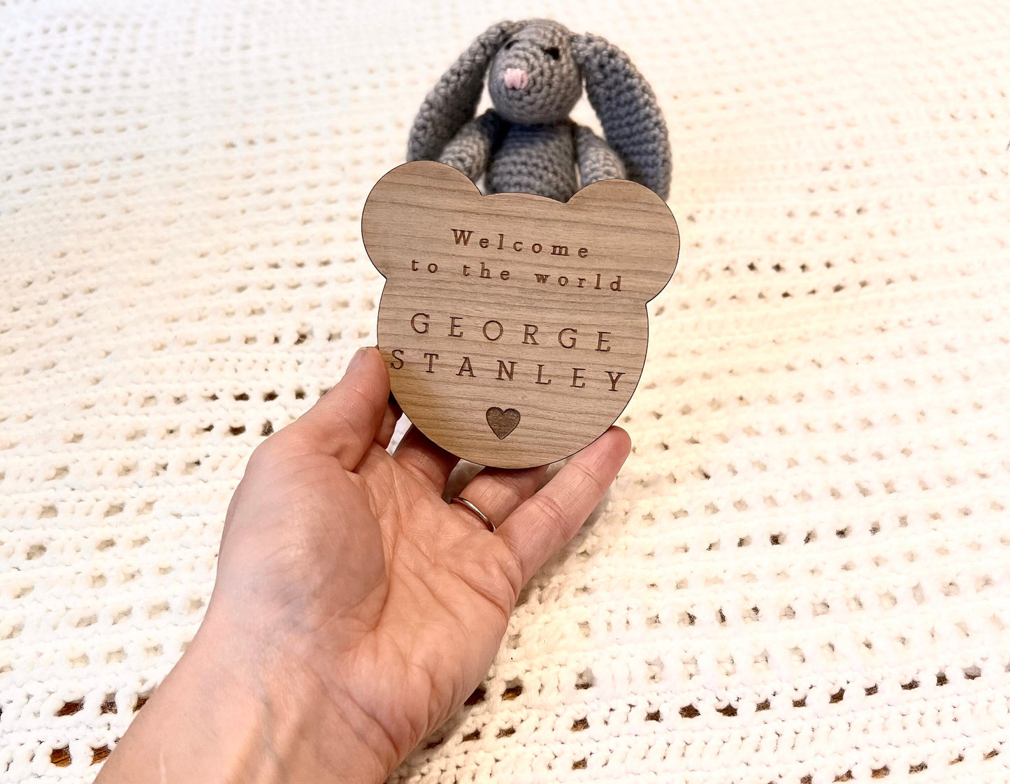 Welcome to the World Sign - Personalised Baby Arrival Sign - Teddy Bear Baby Decor - Baby Gift - Social Media Prop - Baby Name Plaque