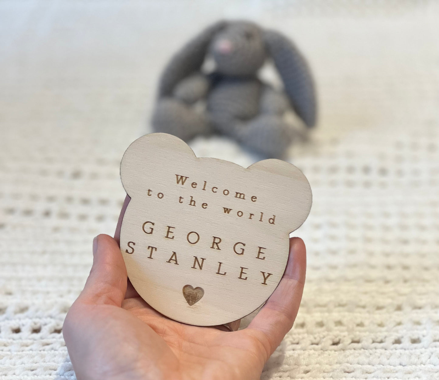 Welcome to the World Sign - Personalised Baby Arrival Sign - Teddy Bear Baby Decor - Baby Gift - Social Media Prop - Baby Name Plaque