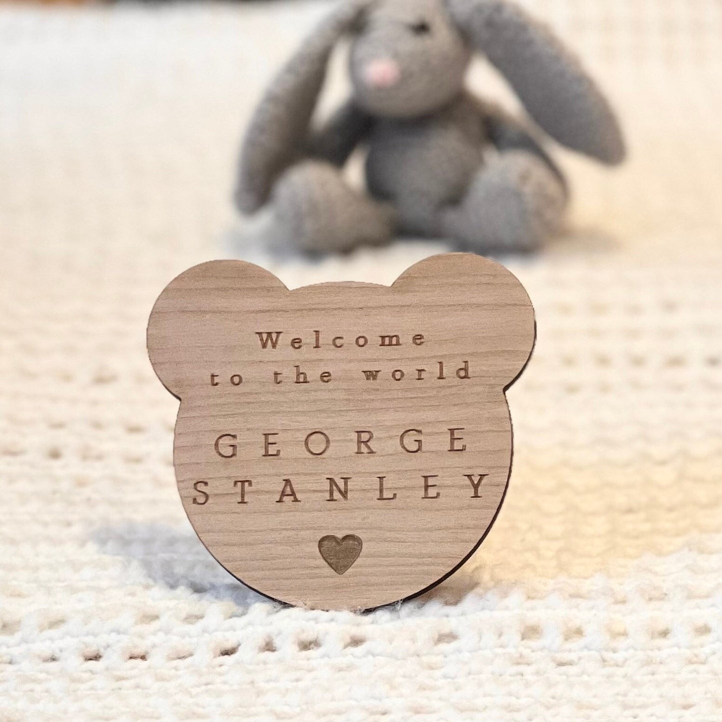 Welcome to the World Sign - Personalised Baby Arrival Sign - Teddy Bear Baby Decor - Baby Gift - Social Media Prop - Baby Name Plaque