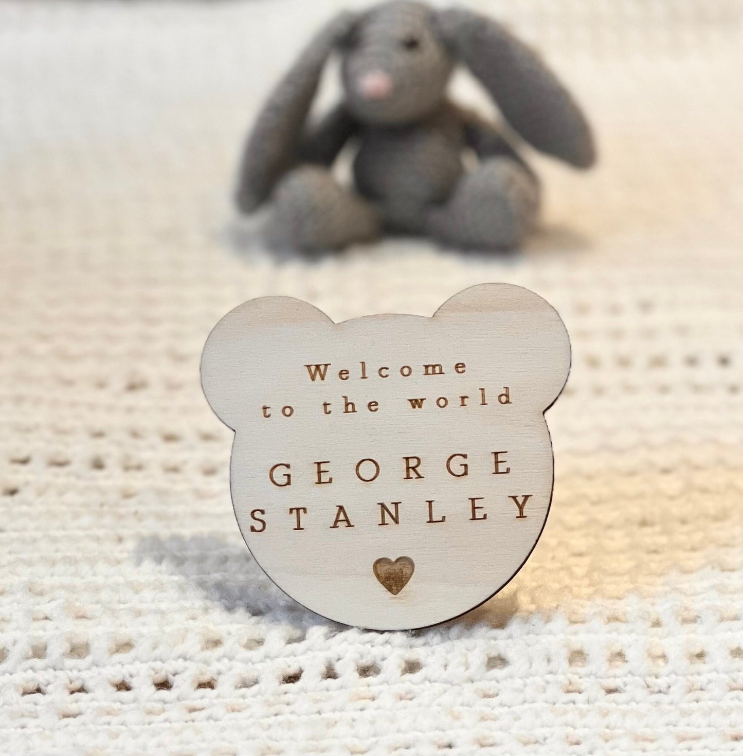 Welcome to the World Sign - Personalised Baby Arrival Sign - Teddy Bear Baby Decor - Baby Gift - Social Media Prop - Baby Name Plaque