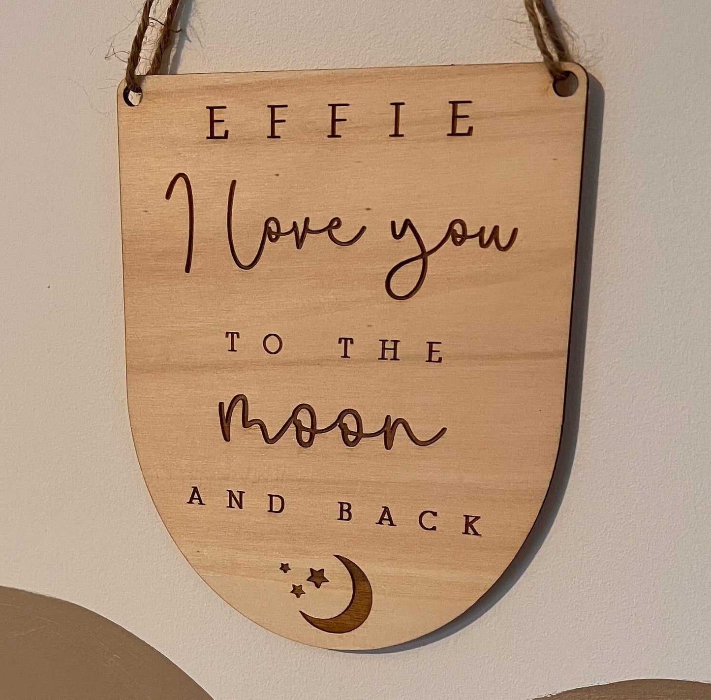 I love you to the moon and back wall plaque - Personalised Nursery Decor - Personalised Sign for Baby's Room - Wooden Sign - Gift for her
