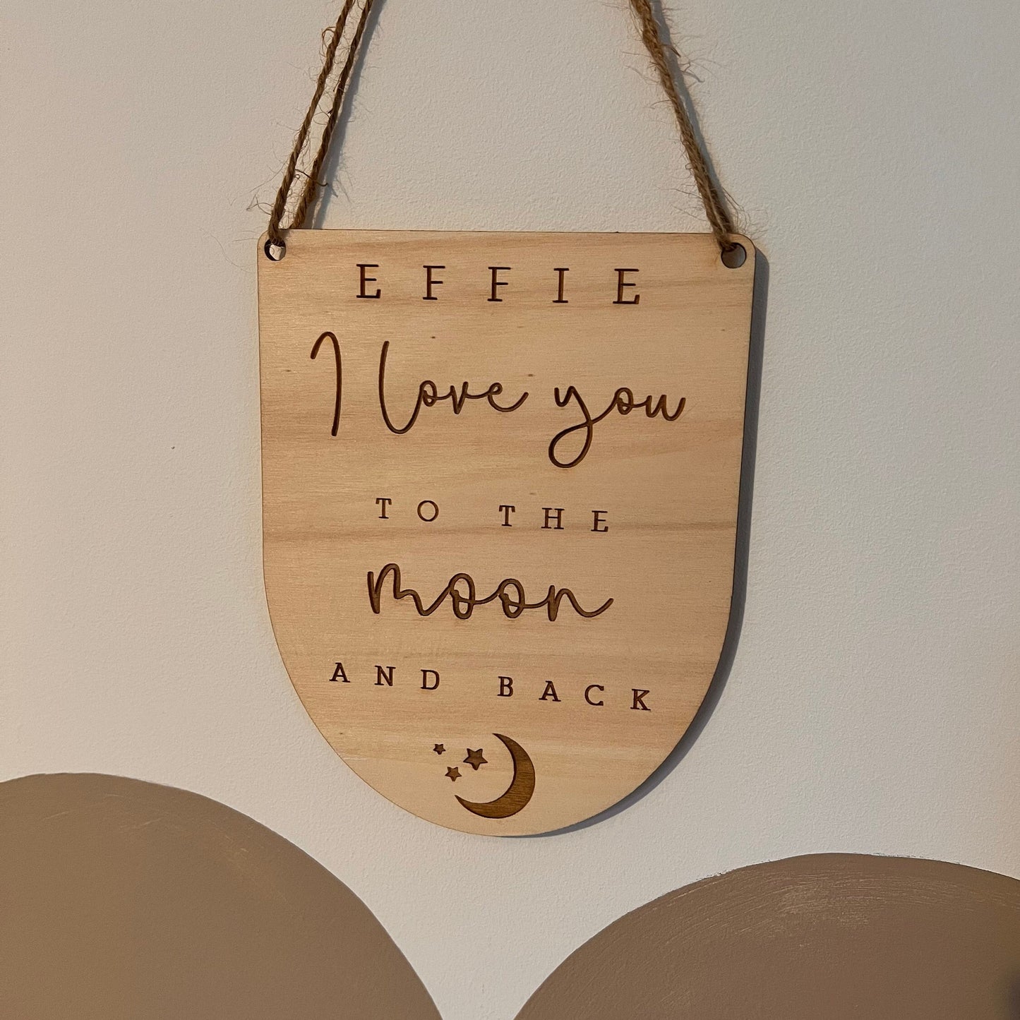 I love you to the moon and back wall plaque - Personalised Nursery Decor - Personalised Sign for Baby's Room - Wooden Sign - Gift for her