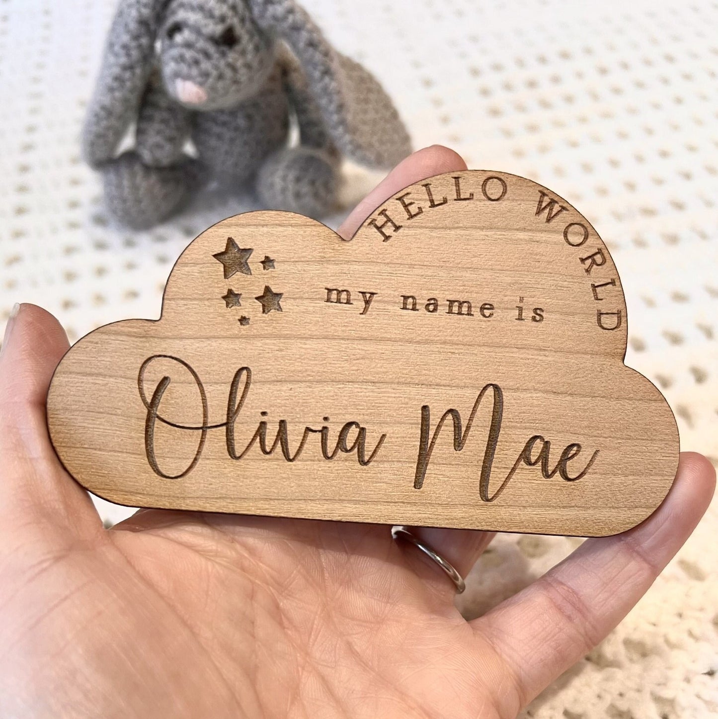 Cloud Welcome to the World Sign - Baby Name Announcement Sign - Announce Baby Name - Baby Prop - Social Media Prop - Nursery Decor