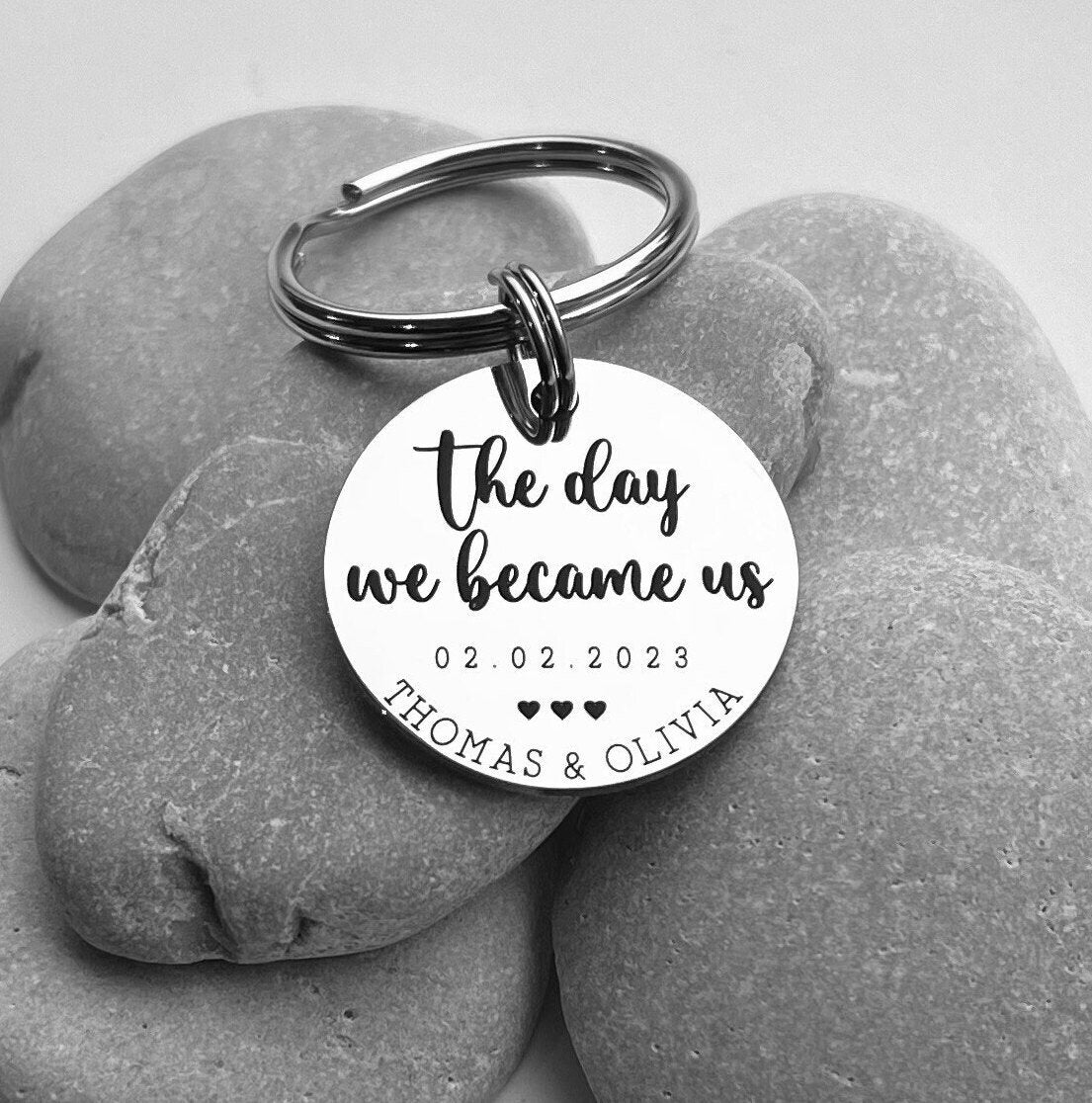 The day we became us keyring - Couple Gift - Valentines Day Gift Idea - Gift for Him Her - Anniversary Gift - Gift for Valentines Day
