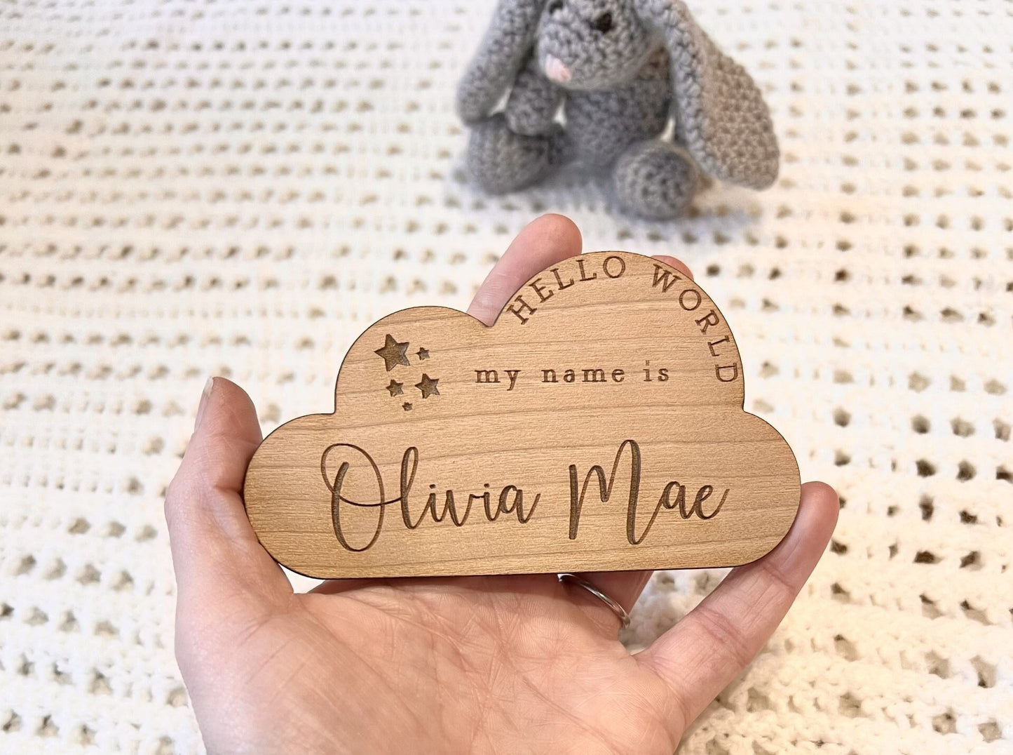 Cloud Welcome to the World Sign - Baby Name Announcement Sign - Announce Baby Name - Baby Prop - Social Media Prop - Nursery Decor