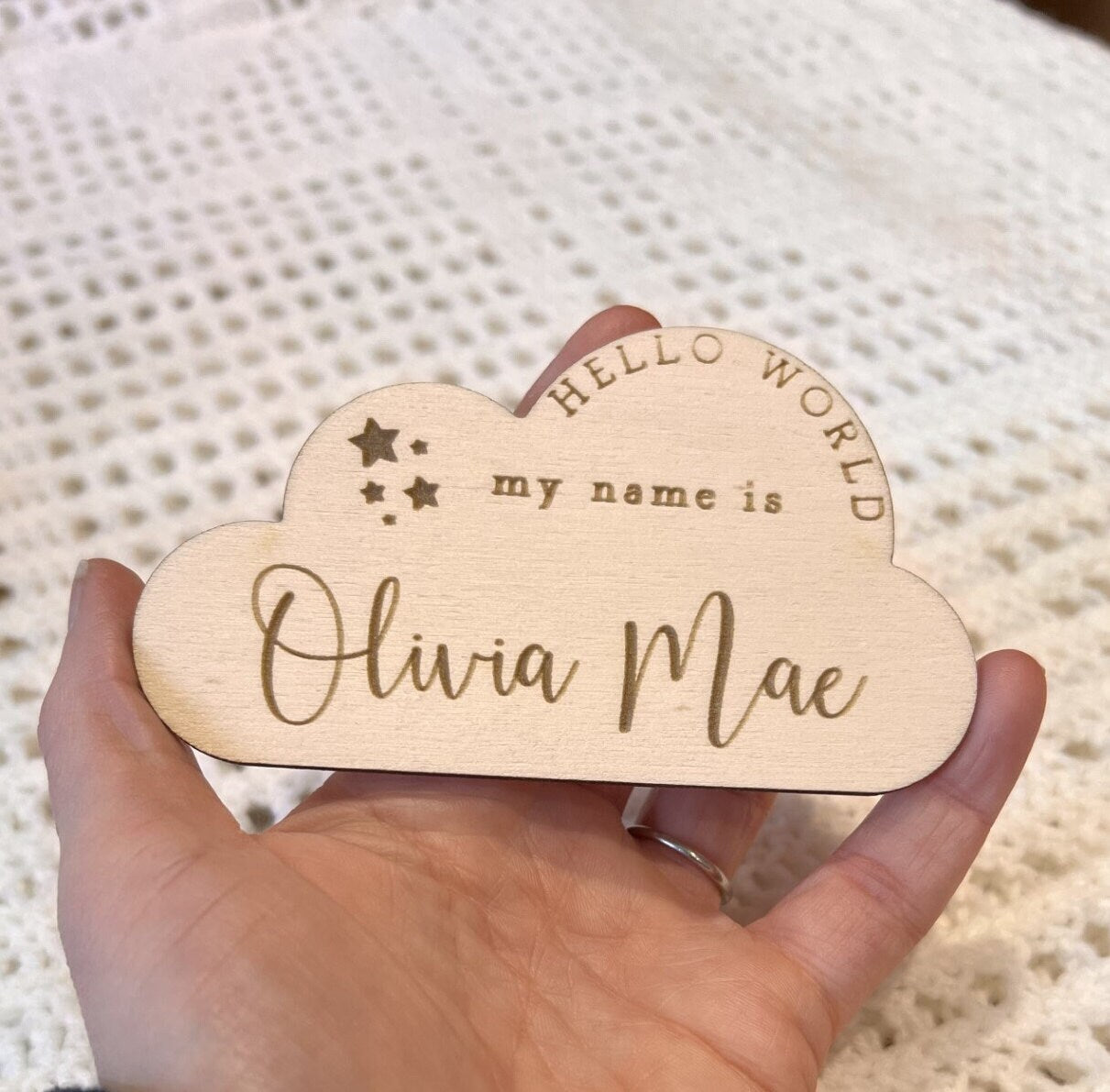 Cloud Welcome to the World Sign - Baby Name Announcement Sign - Announce Baby Name - Baby Prop - Social Media Prop - Nursery Decor