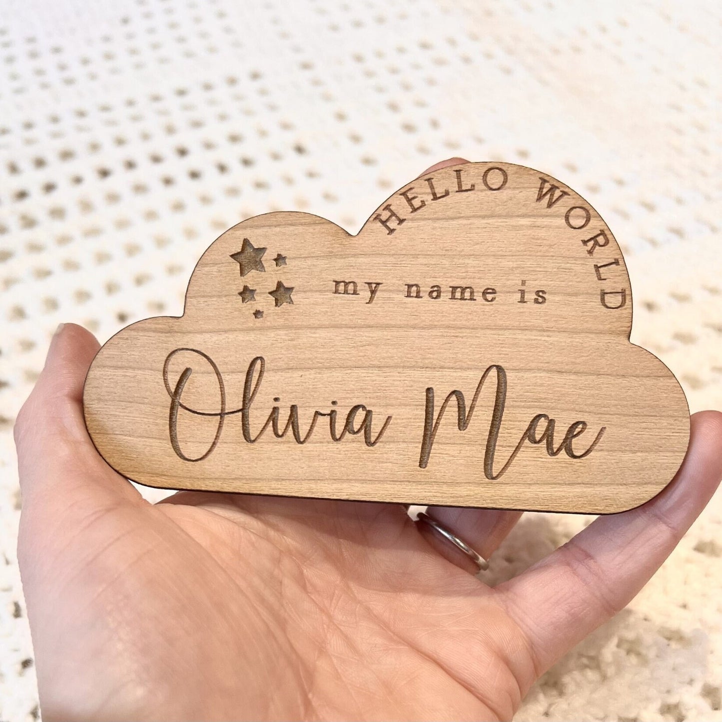 Cloud Welcome to the World Sign - Baby Name Announcement Sign - Announce Baby Name - Baby Prop - Social Media Prop - Nursery Decor