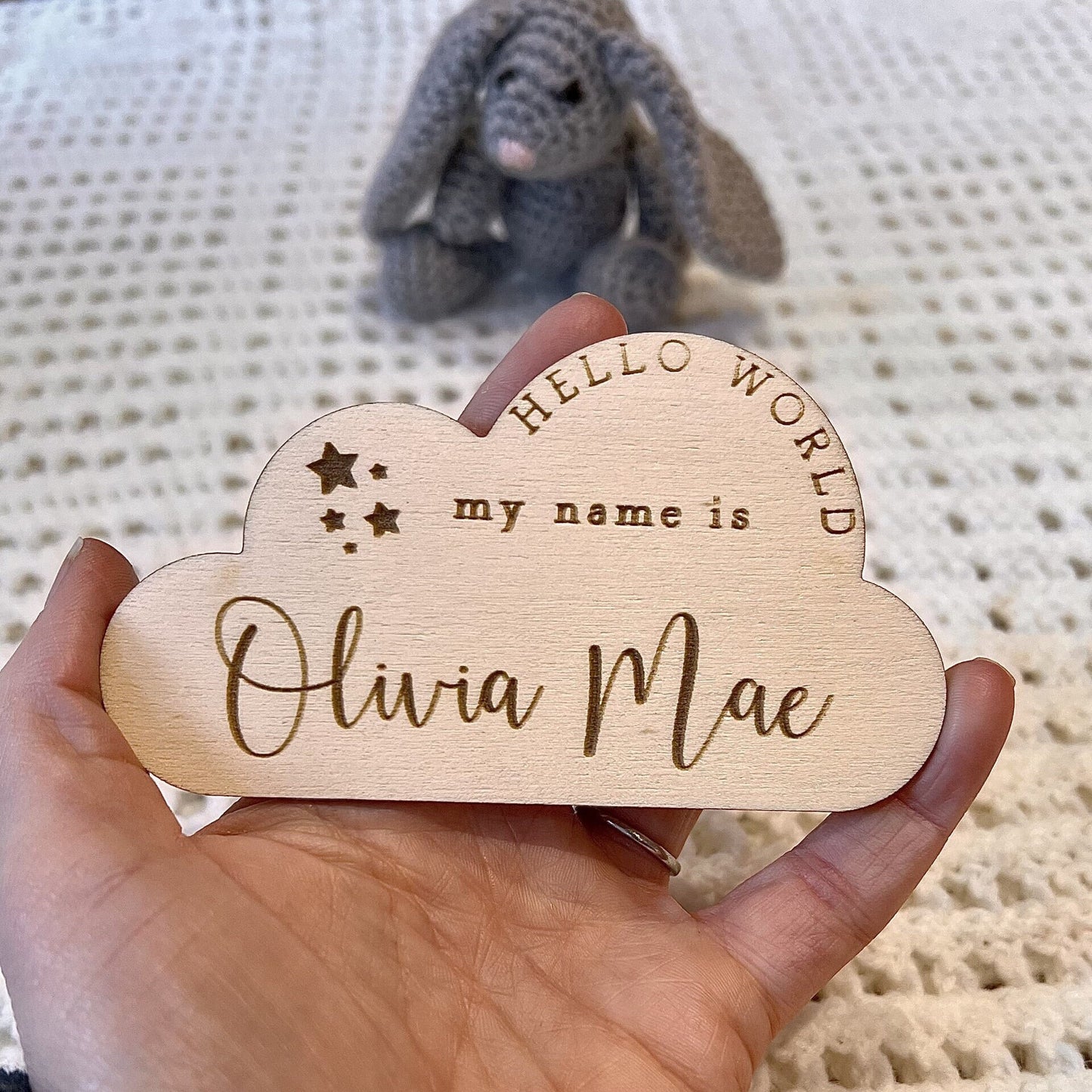 Cloud Welcome to the World Sign - Baby Name Announcement Sign - Announce Baby Name - Baby Prop - Social Media Prop - Nursery Decor