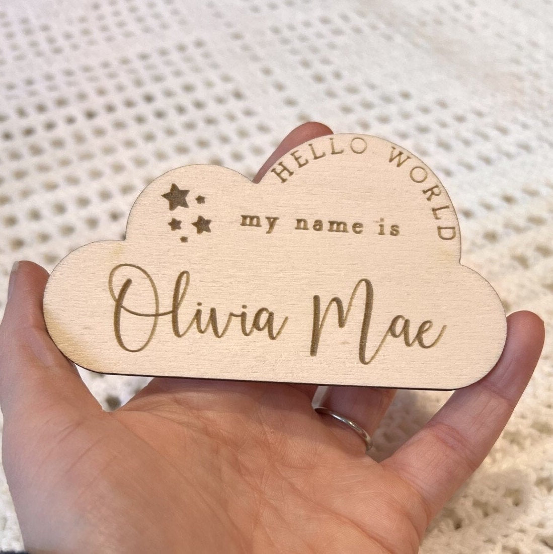 Cloud Welcome to the World Sign - Baby Name Announcement Sign - Announce Baby Name - Baby Prop - Social Media Prop - Nursery Decor