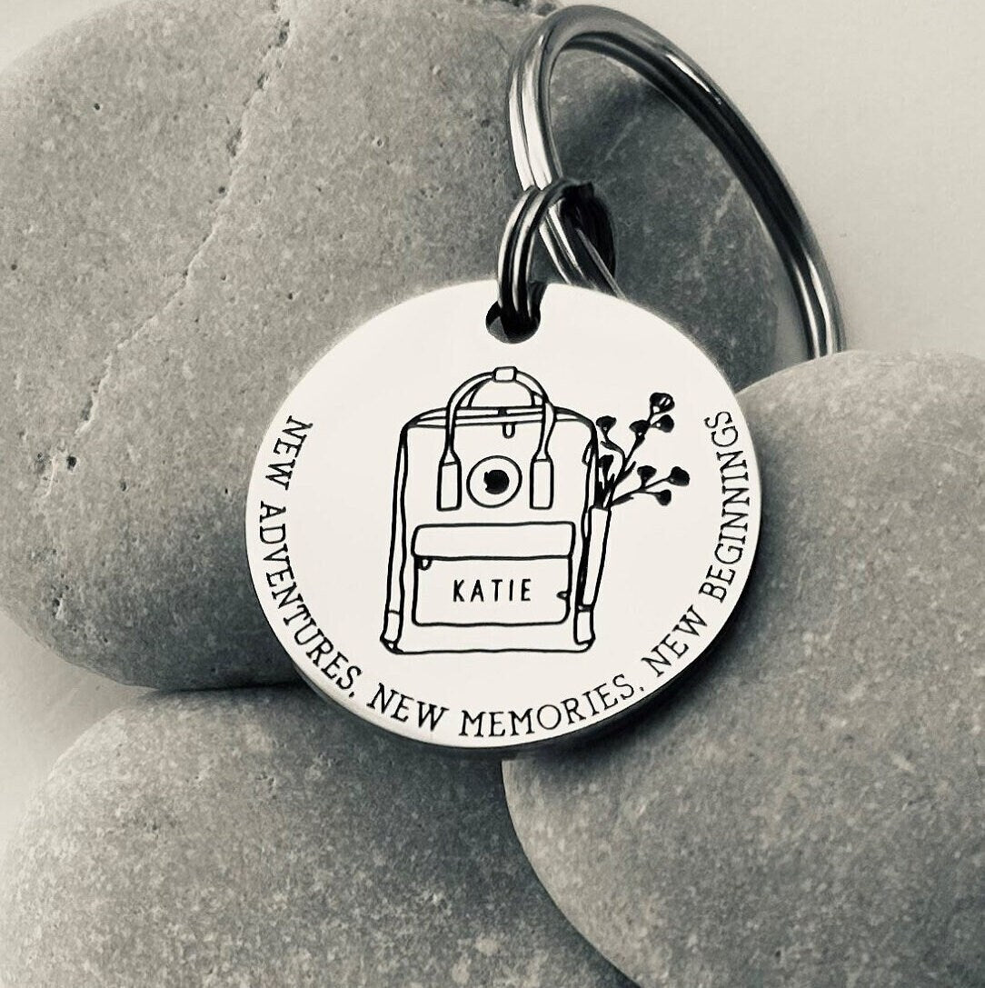 Travel Gift - Adventures Gift - Personalised Keyring - New Home Keyring - Backpack - Travelling Gift - Leaving Gift - New Start Keyring