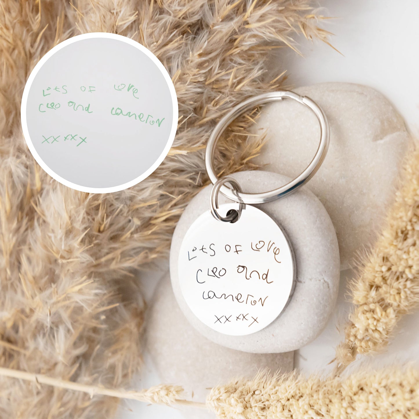 Gift for Dad Daddy Mum Mummy, Drawing Keyring, Personalised Child's Artwork Keychain, Custom Portrait Engraved Keyring, Custom Kids Drawing