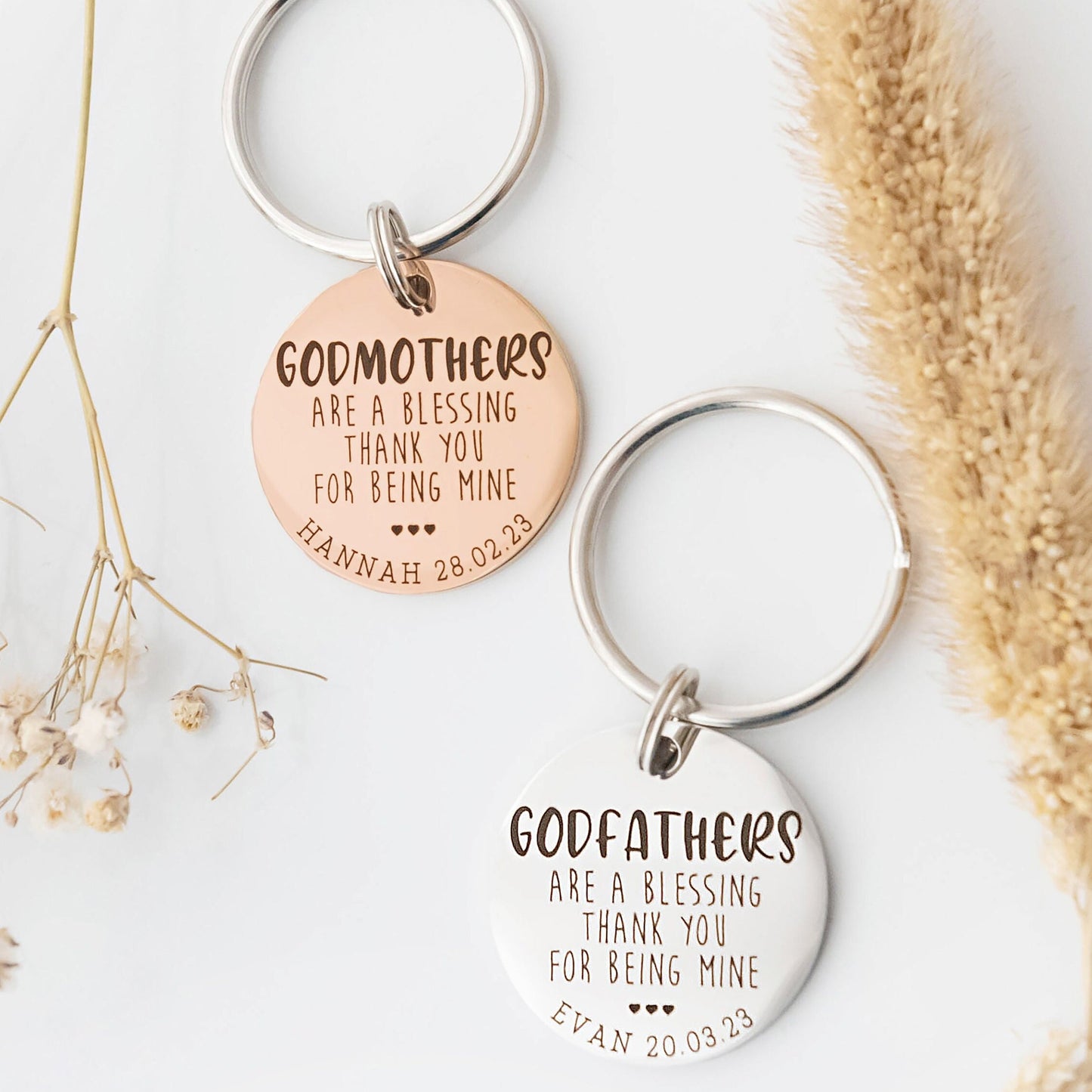 Christening Gift - Baptism Gift - Godparent Gift - Godmother keyring - Godparent keyring - Personalised Keyring - Personalized keychain