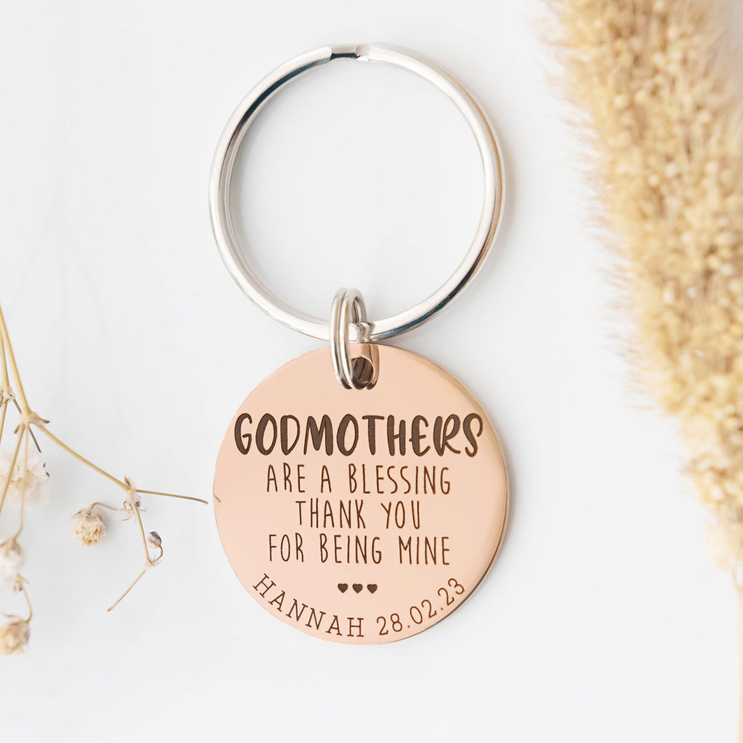 Christening Gift - Baptism Gift - Godparent Gift - Godmother keyring - Godparent keyring - Personalised Keyring - Personalized keychain