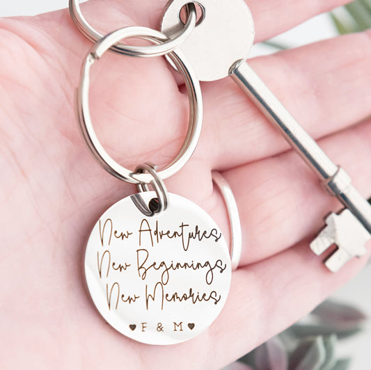 Travel Gift - Leavers Gift - New Home Gift - New Job Gift - New Beginnings Keyring - Personalised Keyring - First Home Keyring - New Start