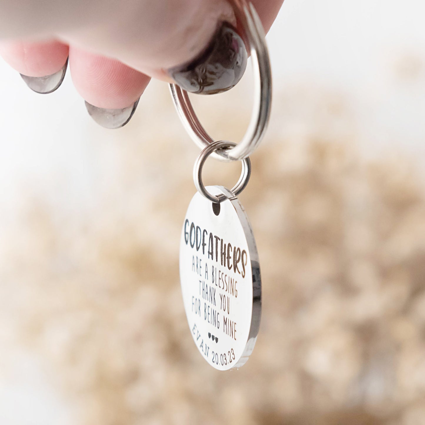 Christening Gift - Baptism Gift - Godparent Gift - Godmother keyring - Godparent keyring - Personalised Keyring - Personalized keychain