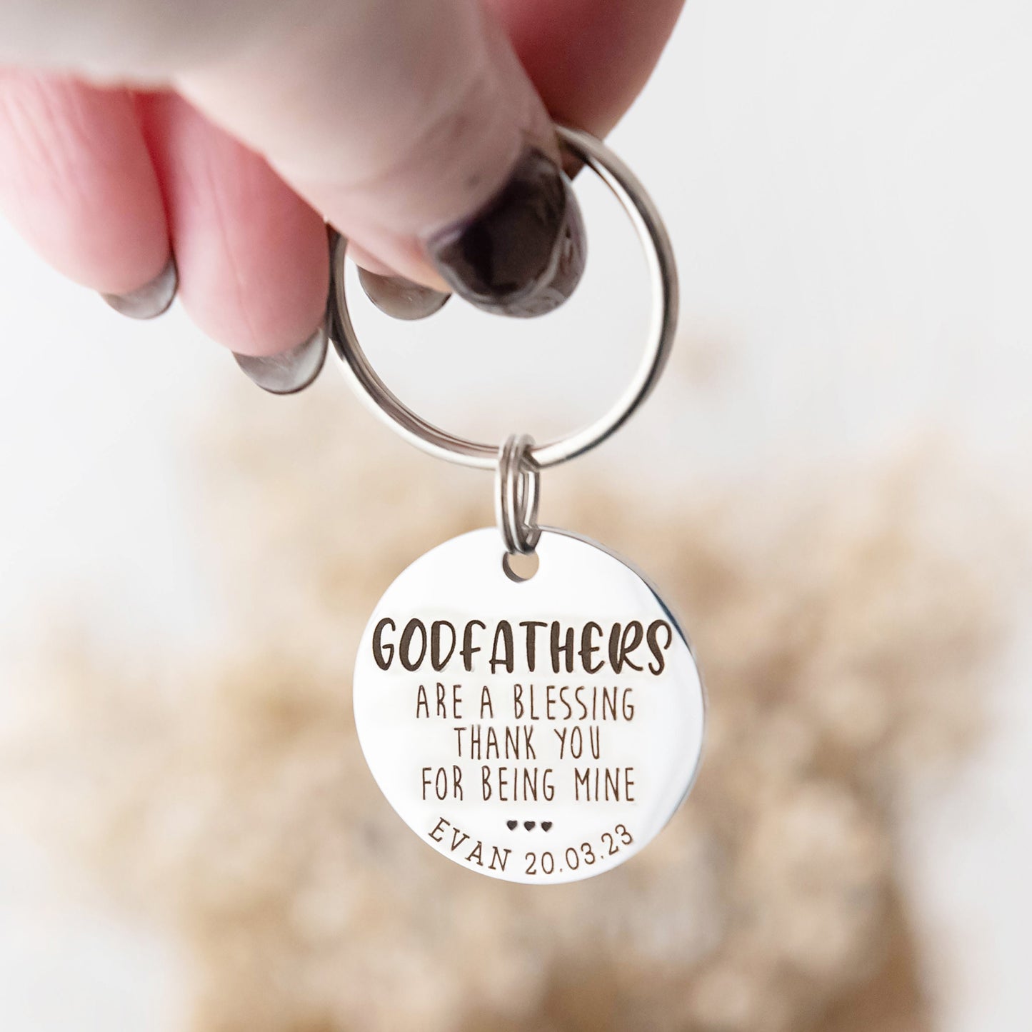 Christening Gift - Baptism Gift - Godparent Gift - Godmother keyring - Godparent keyring - Personalised Keyring - Personalized keychain