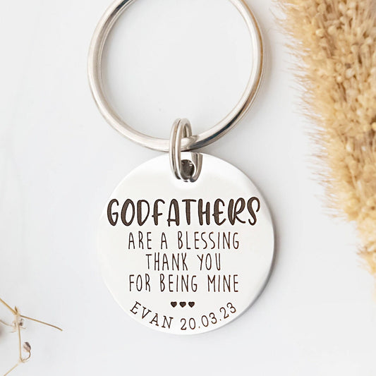 Christening Gift - Baptism Gift - Godparent Gift - Godmother keyring - Godparent keyring - Personalised Keyring - Personalized keychain