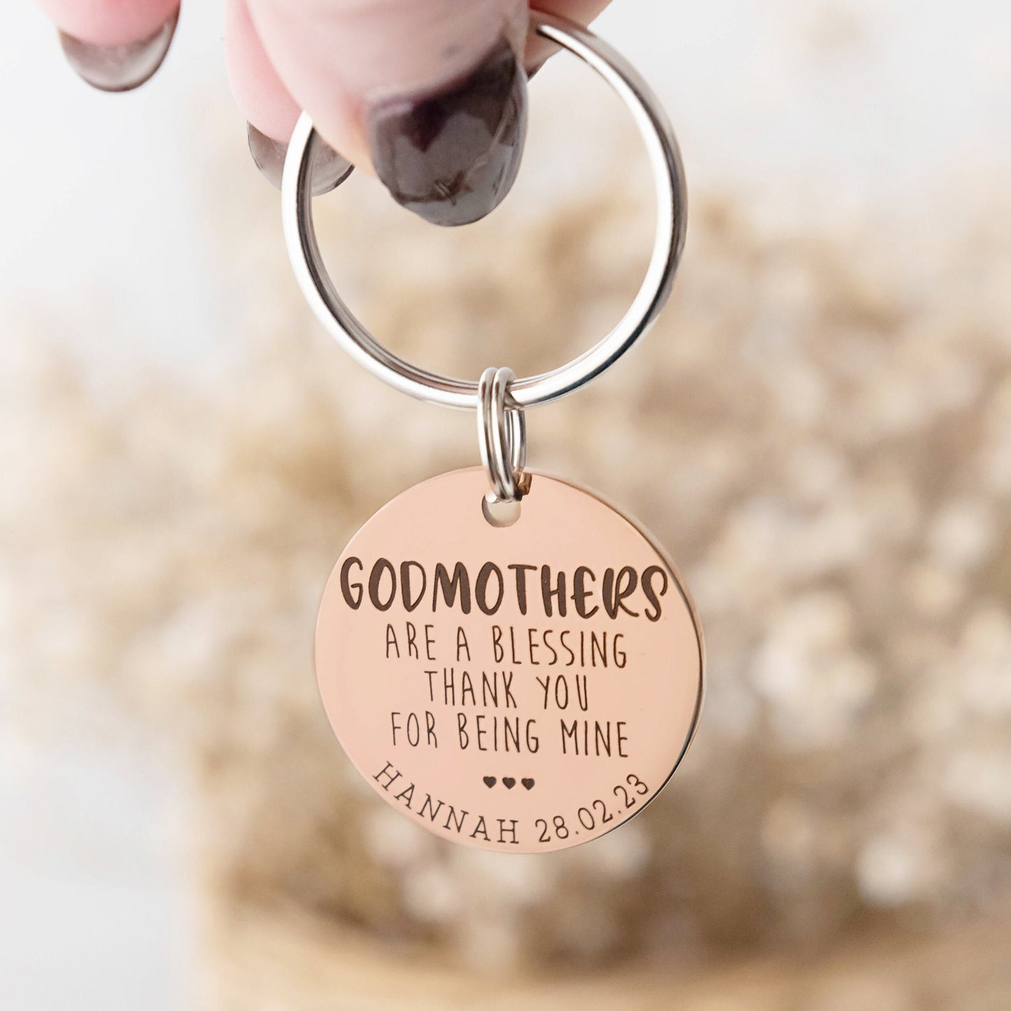 Christening Gift - Baptism Gift - Godparent Gift - Godmother keyring - Godparent keyring - Personalised Keyring - Personalized keychain