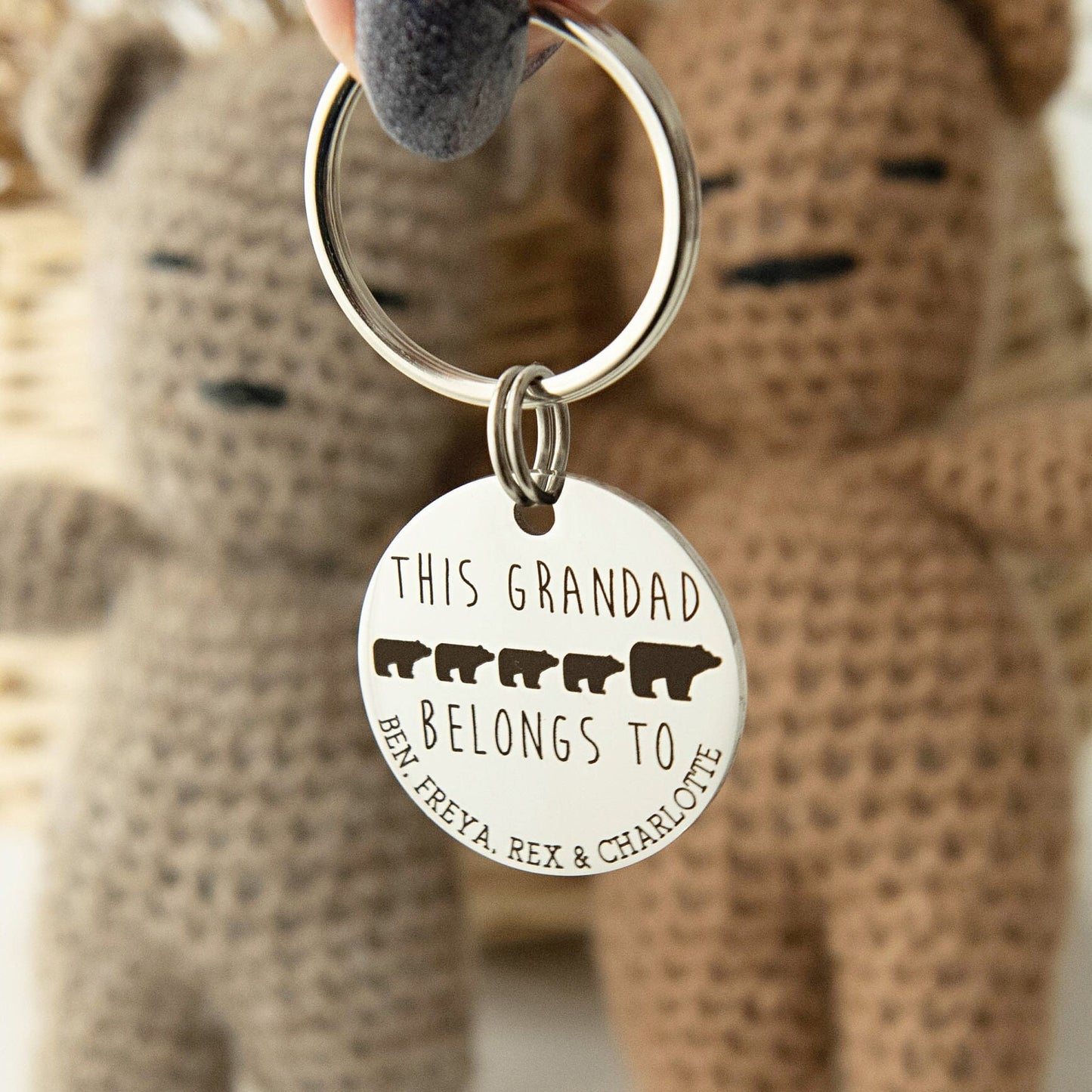 Gift for Dad, Daddy Bear Keyring, Gift for Daddy, Grandad Gift, Personalised Keyring, Dad Dada Daddy, Gift from Kids, Personalised Christmas