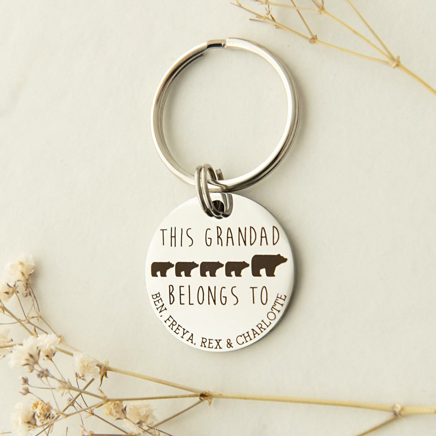 Gift for Dad, Daddy Bear Keyring, Gift for Daddy, Grandad Gift, Personalised Keyring, Dad Dada Daddy, Gift from Kids, Personalised Christmas