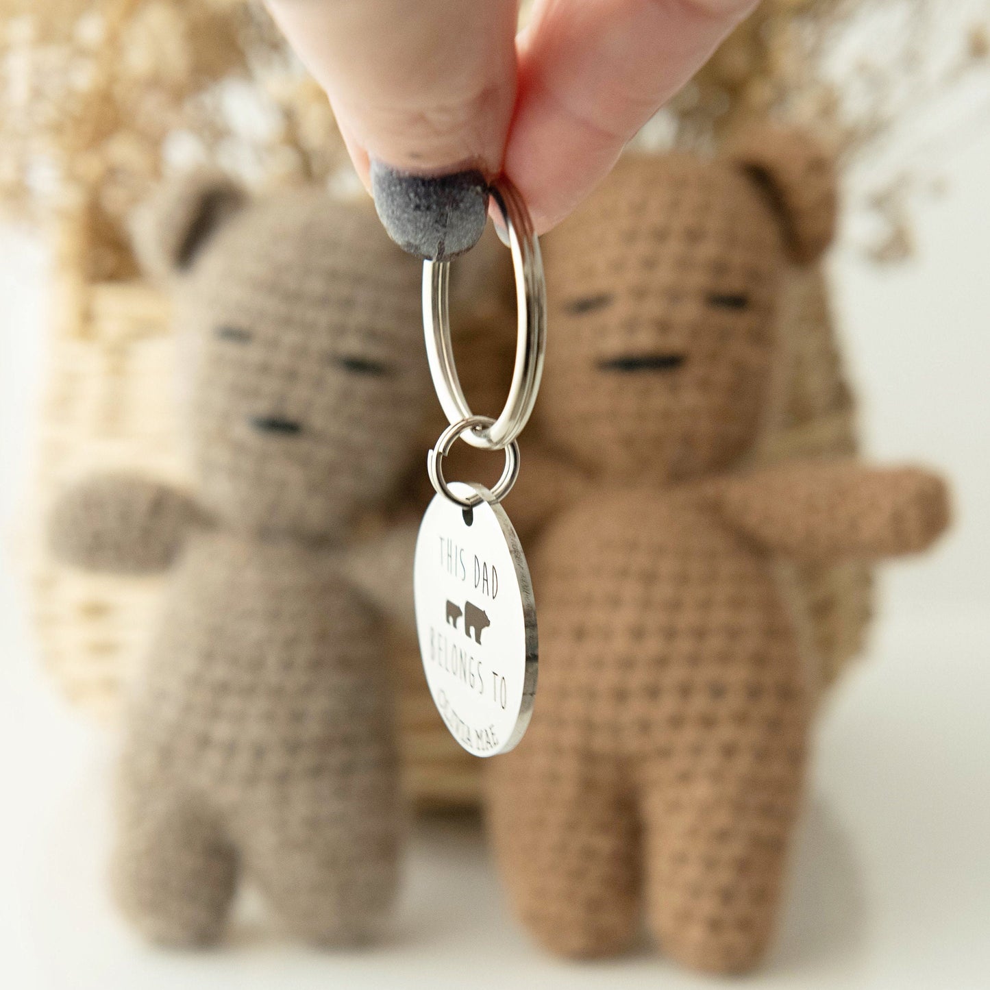 Gift for Dad, Daddy Bear Keyring, Gift for Daddy, Grandad Gift, Personalised Keyring, Dad Dada Daddy, Gift from Kids, Personalised Christmas