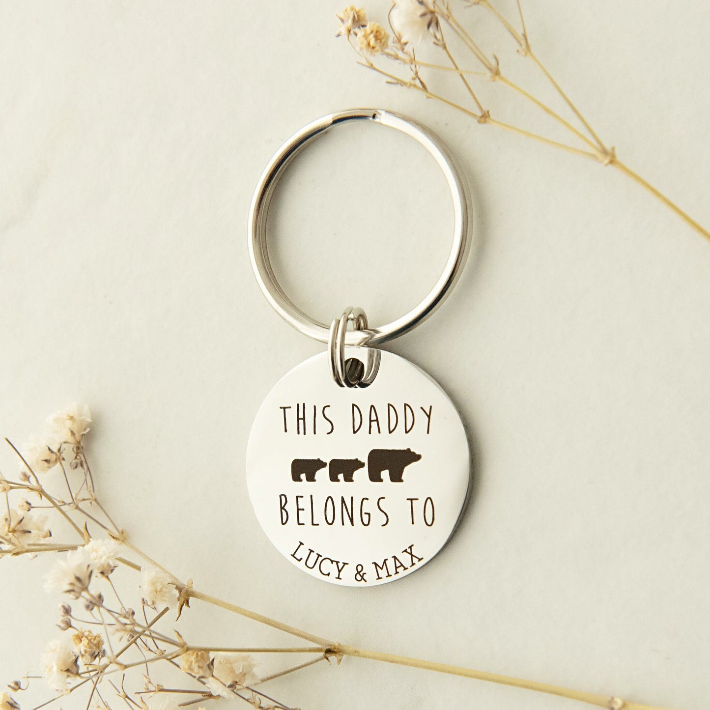 Gift for Dad, Daddy Bear Keyring, Gift for Daddy, Grandad Gift, Personalised Keyring, Dad Dada Daddy, Gift from Kids, Personalised Christmas