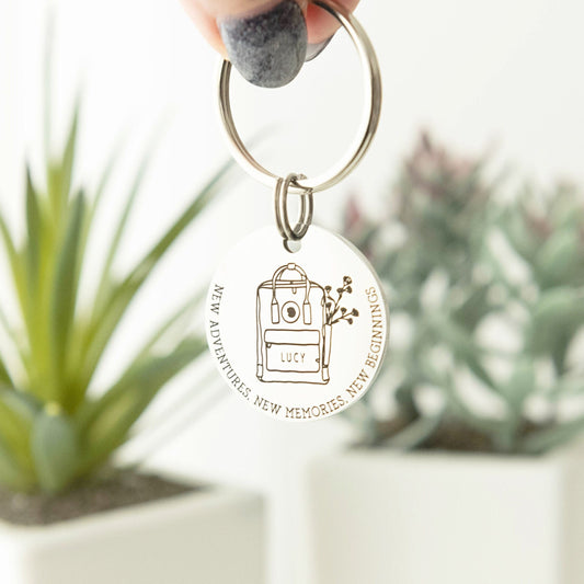 Travel Gift - Adventures Gift - Personalised Keyring - New Home Keyring - Backpack - Travelling Gift - Leaving Gift - New Start Keyring