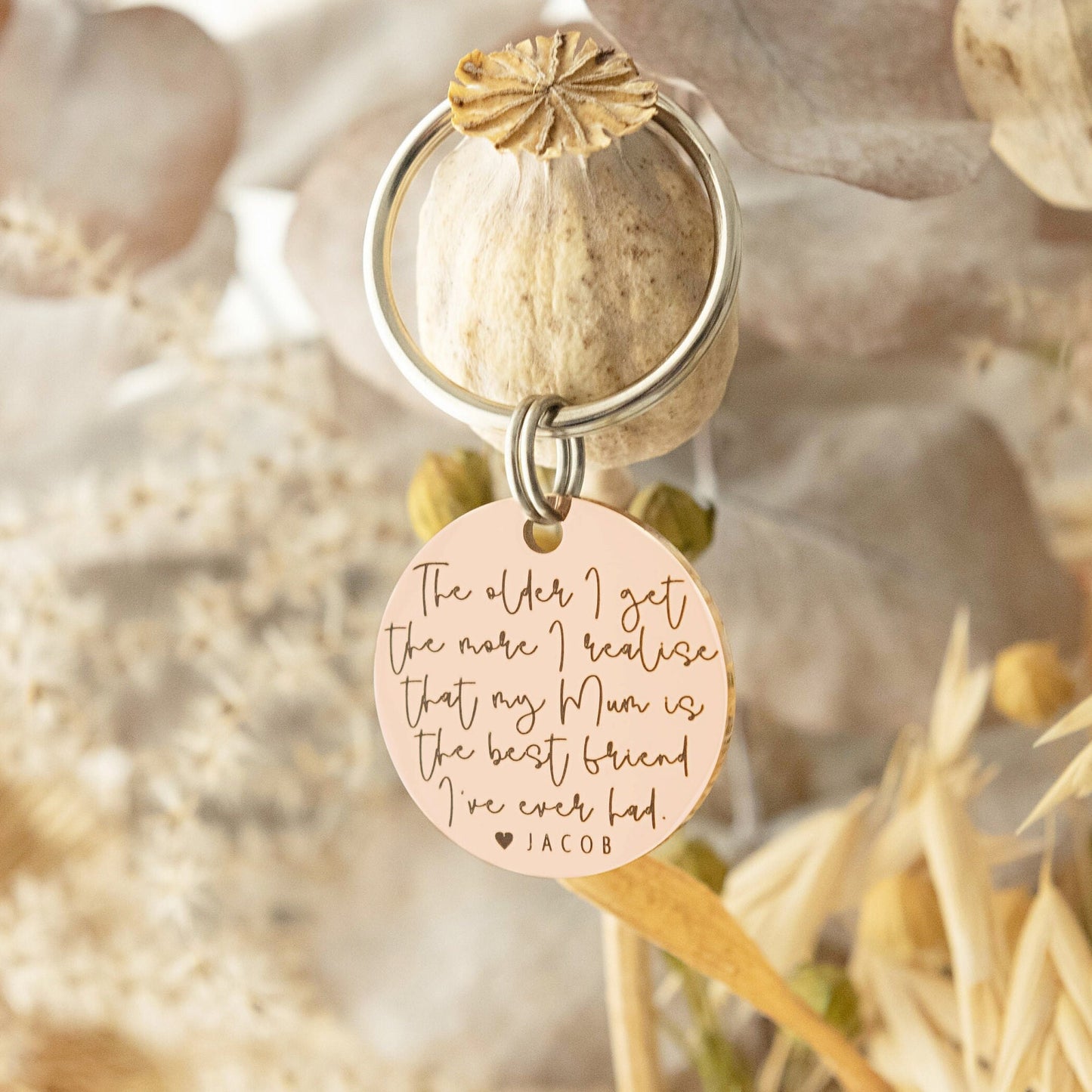 Gift for Mum, Mum Keyring, Personalised Gift Keyring, Gift for her, Sentimental Gift, Mum birthday gift, Engraved Keychain, Rose Gold