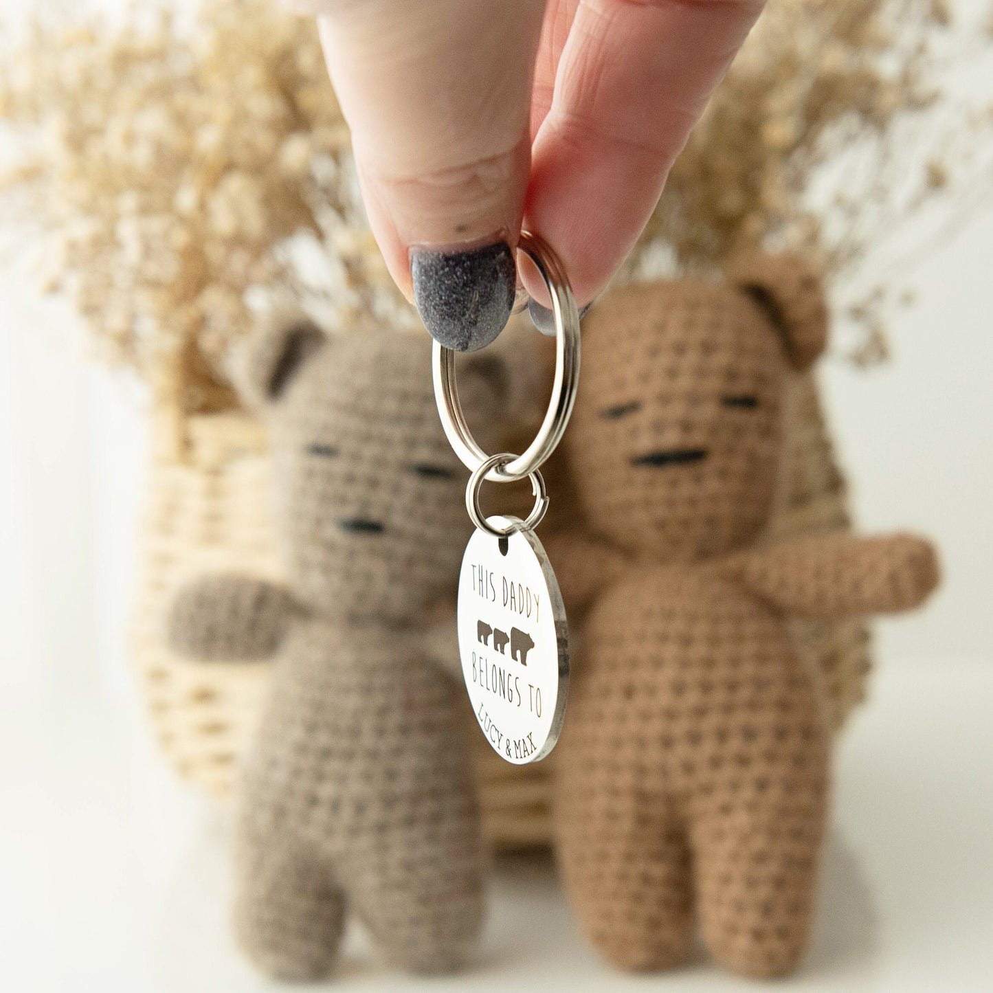 Gift for Dad, Daddy Bear Keyring, Gift for Daddy, Grandad Gift, Personalised Keyring, Dad Dada Daddy, Gift from Kids, Personalised Christmas