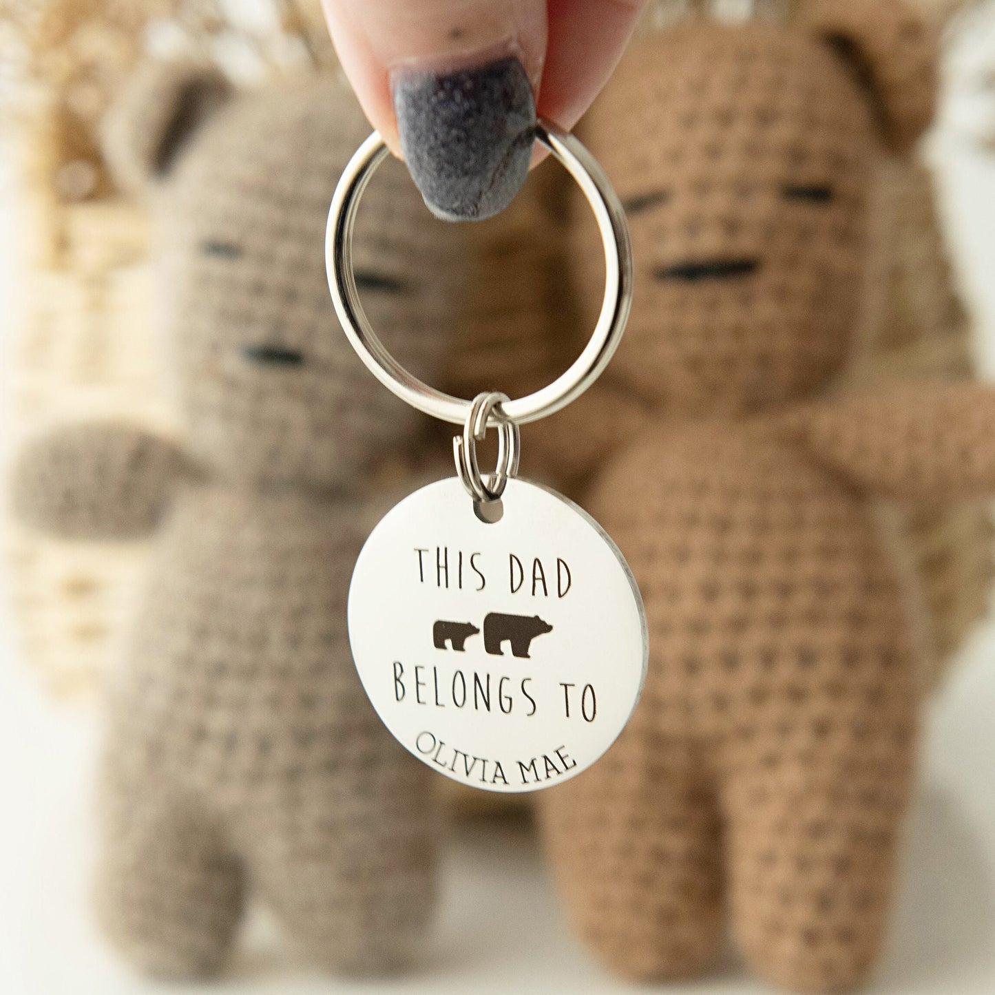 Gift for Dad, Daddy Bear Keyring, Gift for Daddy, Grandad Gift, Personalised Keyring, Dad Dada Daddy, Gift from Kids, Personalised Christmas