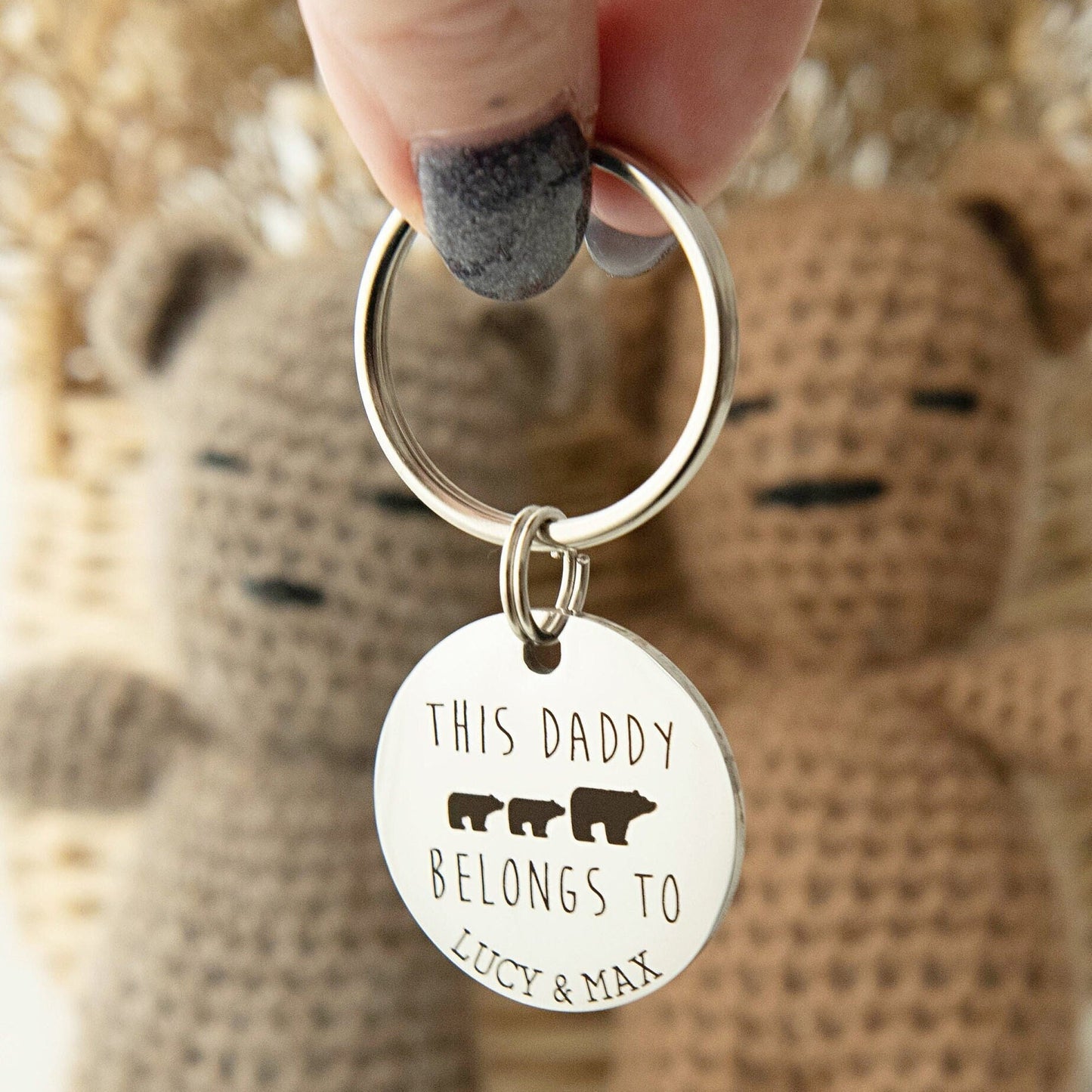 Gift for Dad, Daddy Bear Keyring, Gift for Daddy, Grandad Gift, Personalised Keyring, Dad Dada Daddy, Gift from Kids, Personalised Christmas