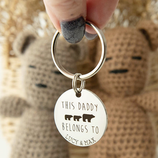 Gift for Dad, Daddy Bear Keyring, Gift for Daddy, Grandad Gift, Personalised Keyring, Dad Dada Daddy, Gift from Kids, Personalised Christmas